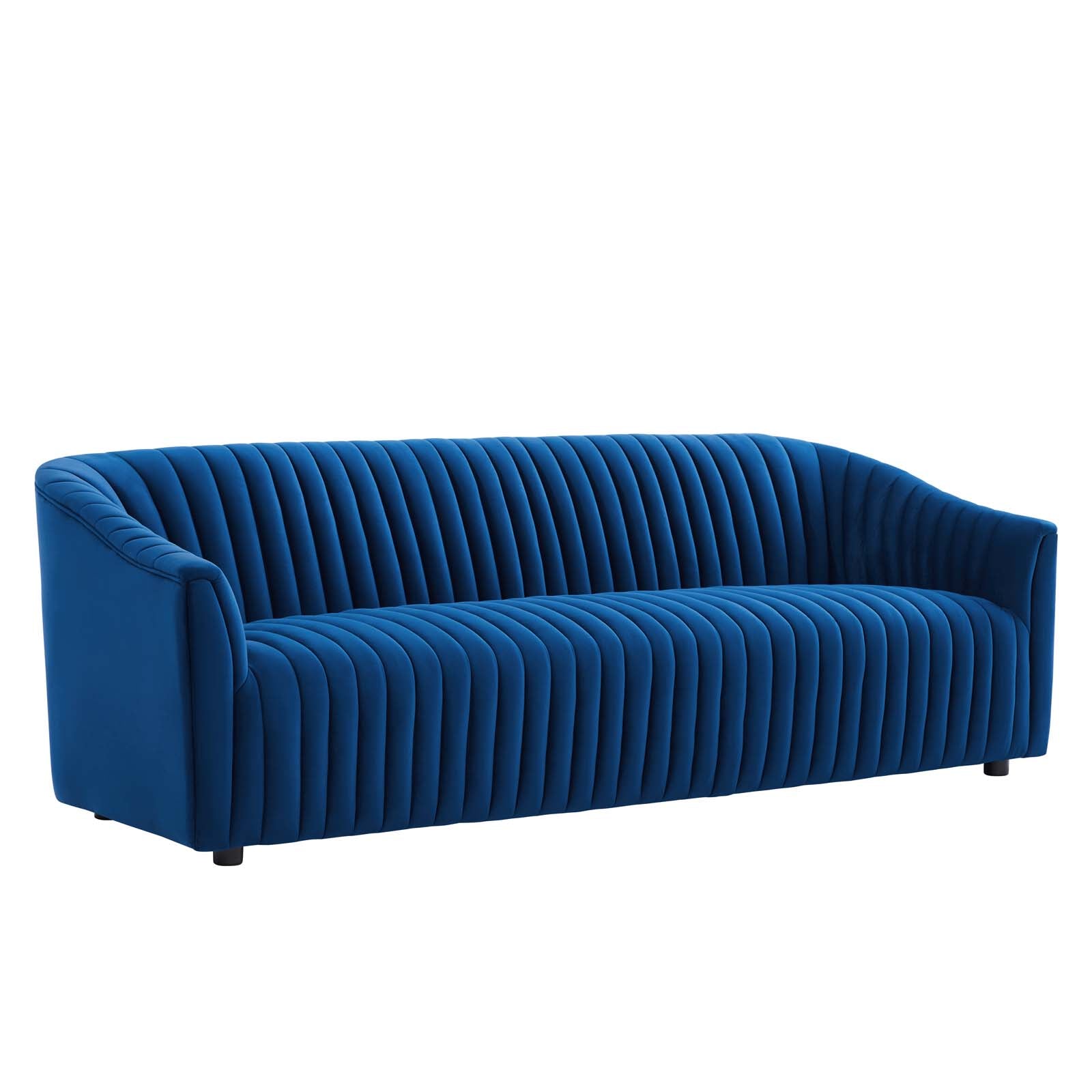 Modway Sofas & Couches - Announce Performance Velvet Channel Tufted Sofa Navy