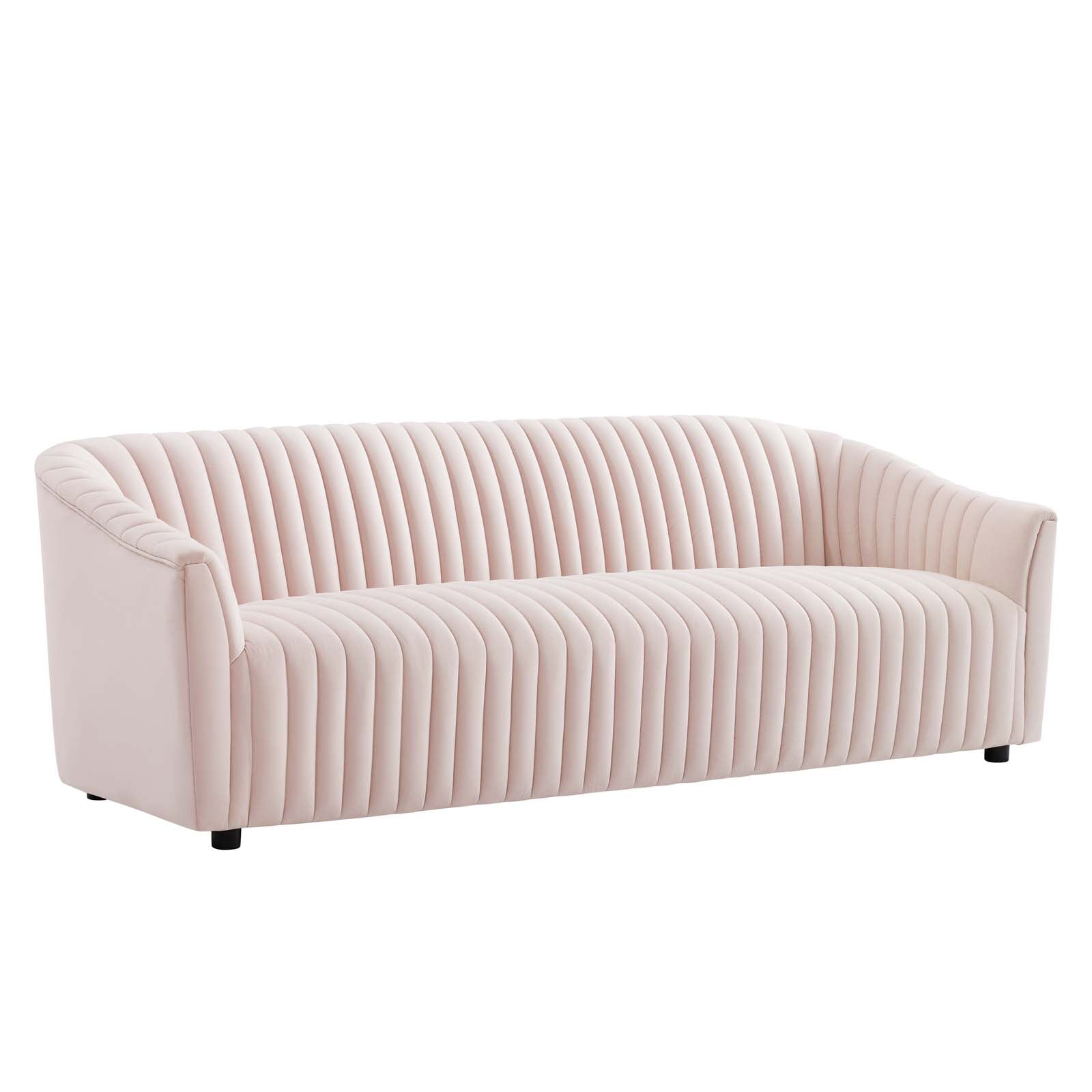 Modway Sofas & Couches - Announce Performance Velvet Channel Tufted Sofa Pink
