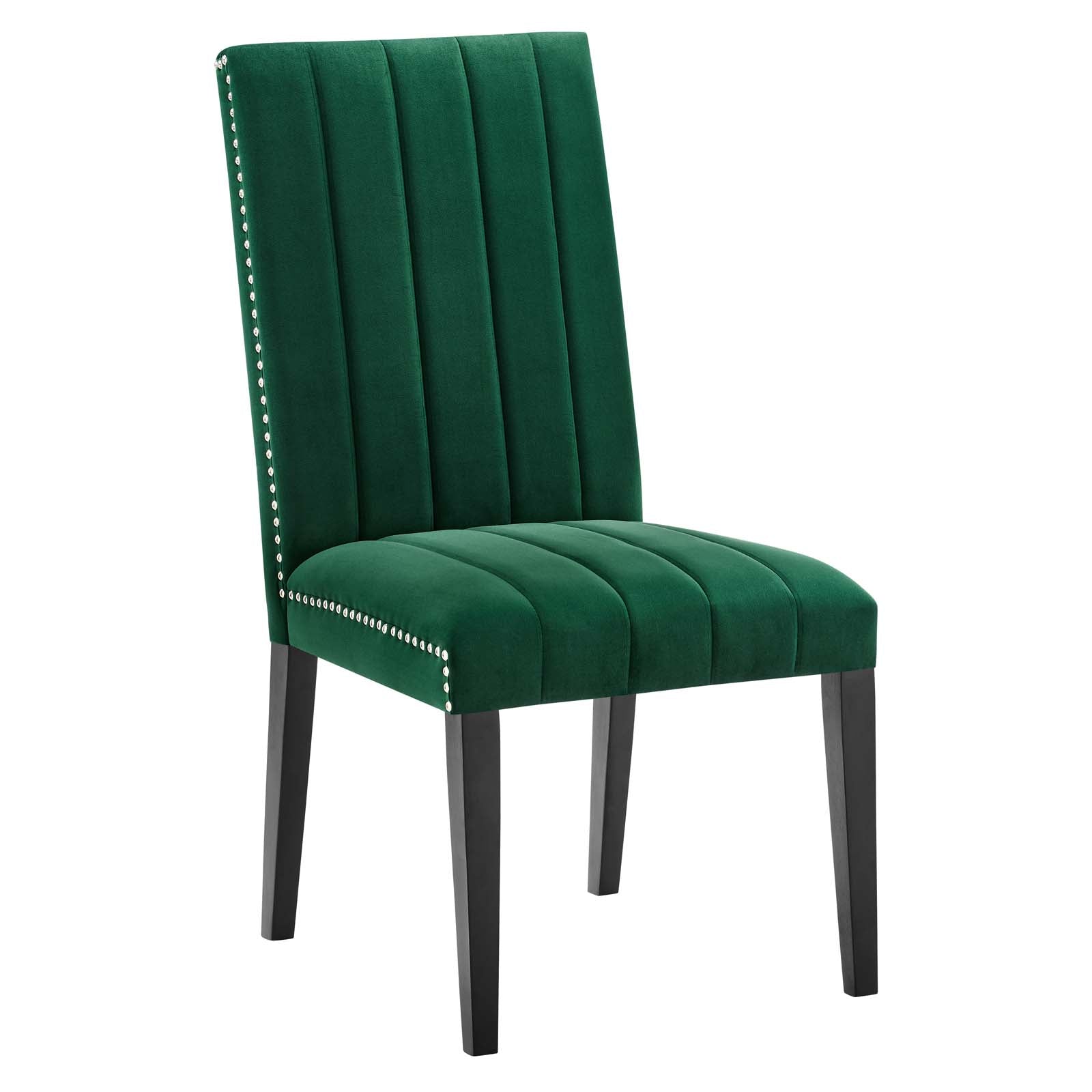 Modway Dining Chairs - Catalyst Performance Velvet Dining Side Chairs Set Of 2 Green