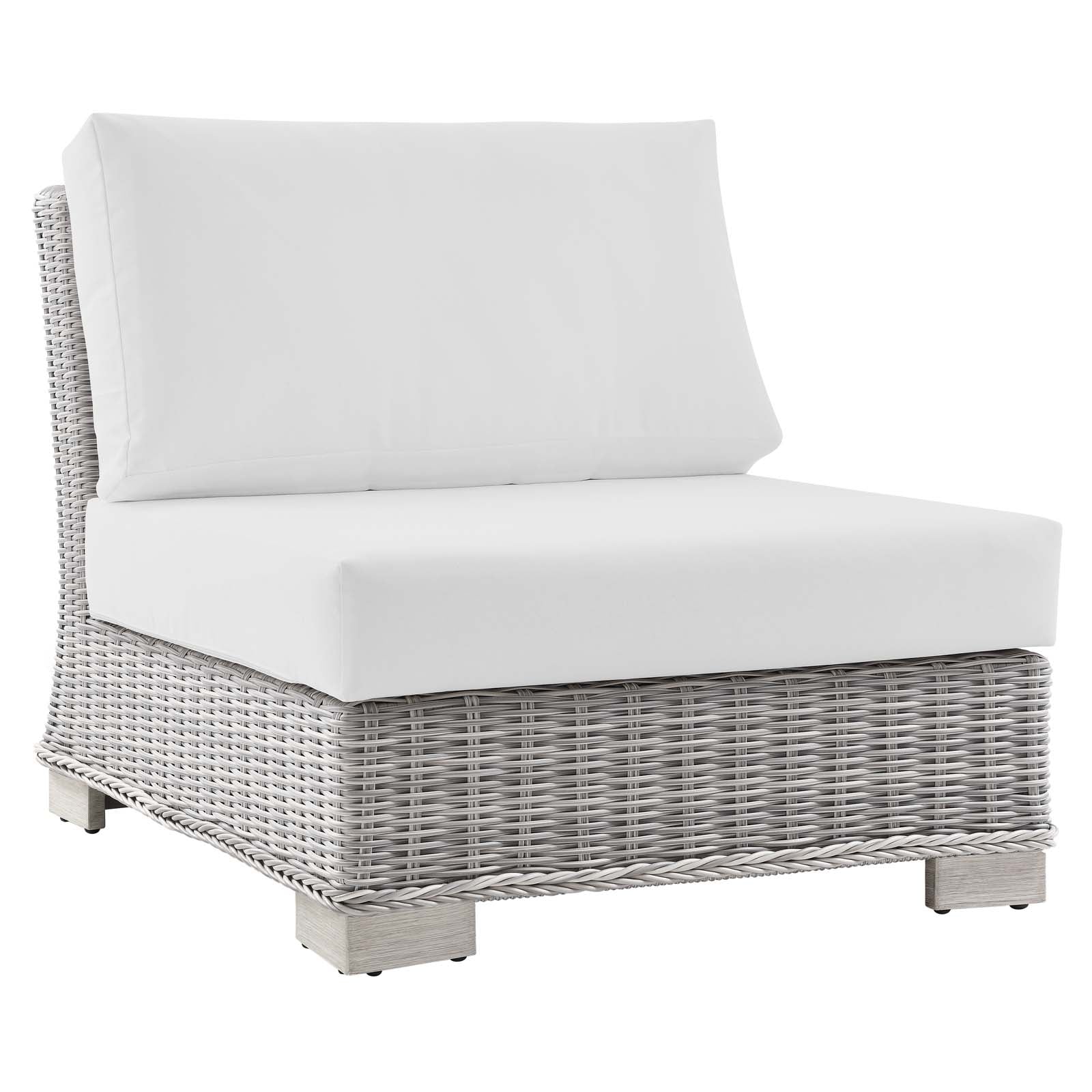Modway Outdoor Conversation Sets - Conway Outdoor Patio Wicker Rattan 6-Piece Sectional Sofa Furniture Set Light Gray | White