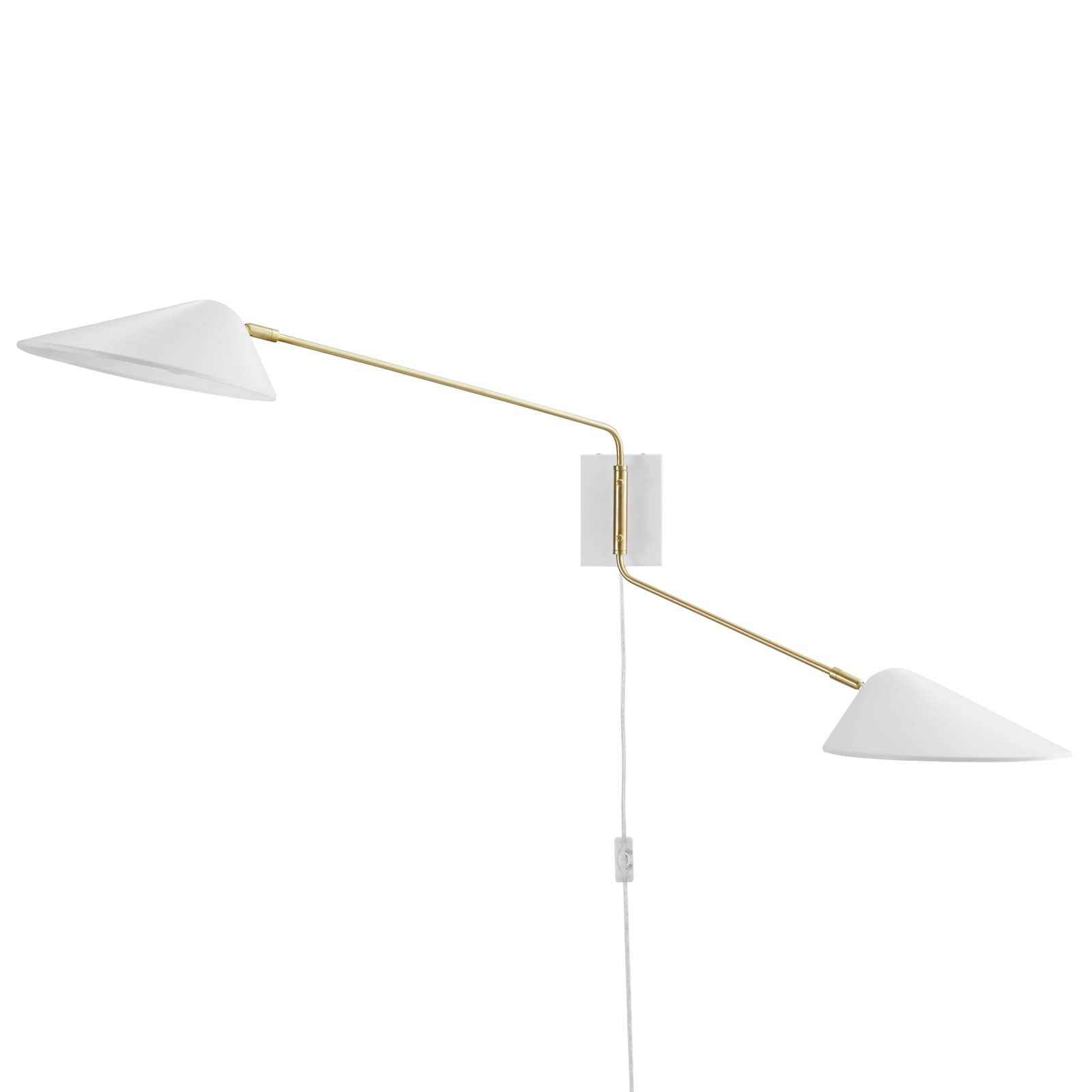 Modway Wall Sconces - Journey 2-Light Swing Arm Wall Sconce White