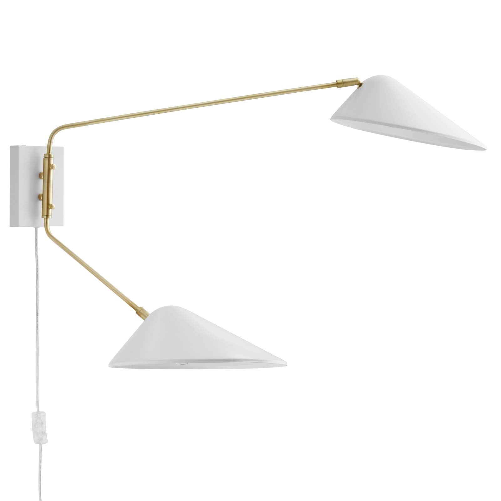 Modway Wall Sconces - Journey 2-Light Swing Arm Wall Sconce White