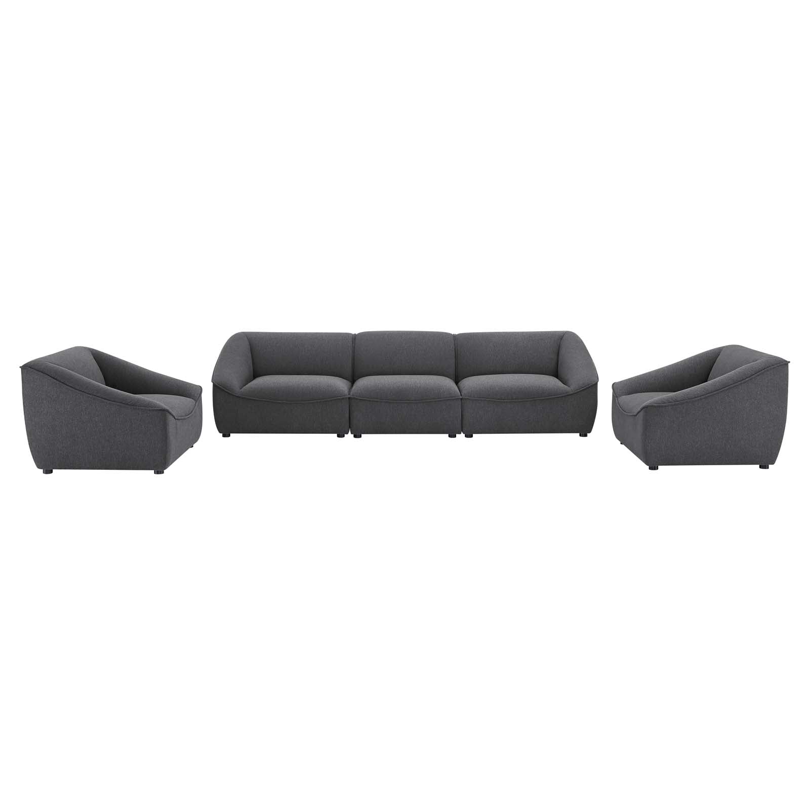 Modway Living Room Sets - Comprise-5-Piece-Living-Room-Set-Charcoal