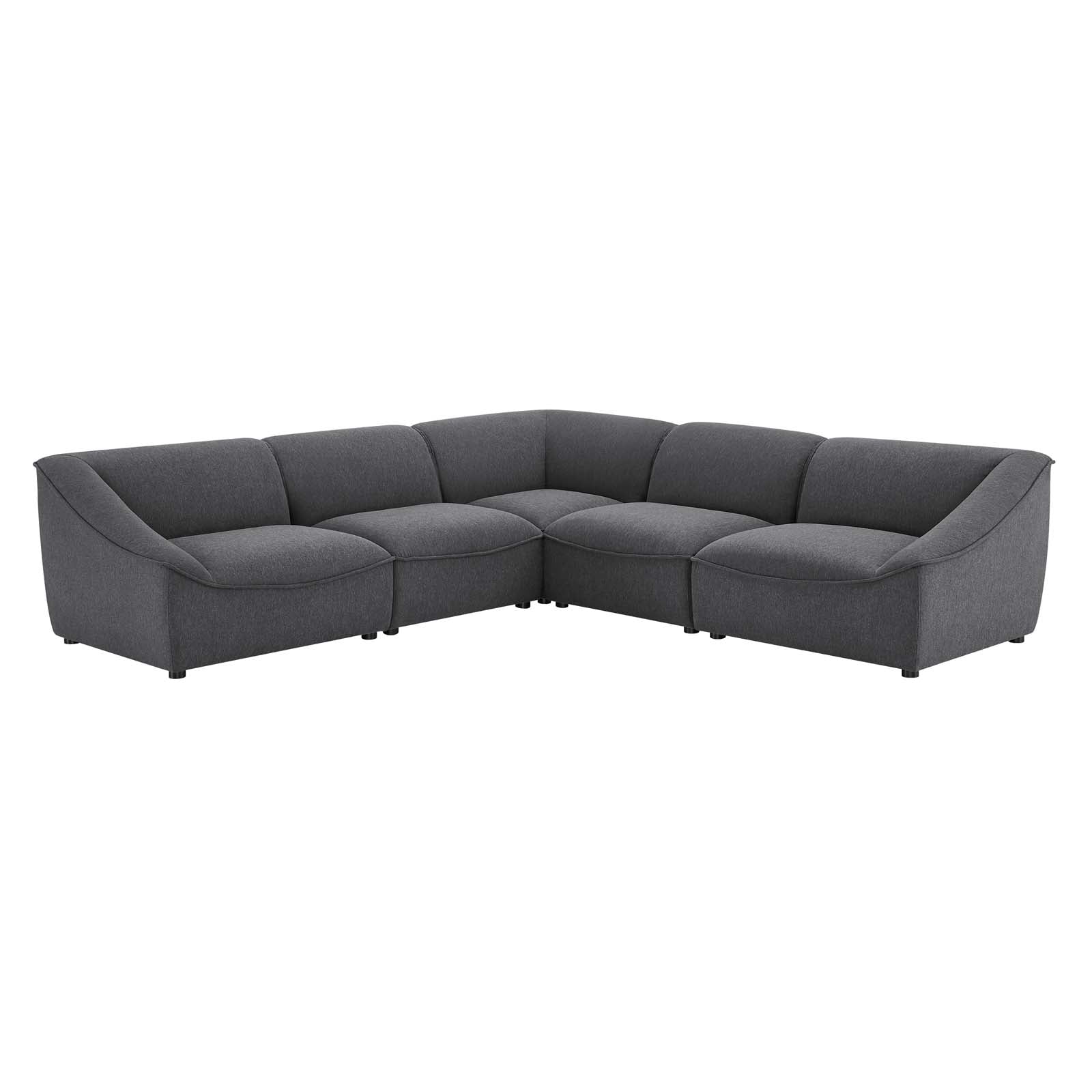 Modway Sectional Sofas - Comprise-5-Piece-Sectional-Sofa-Charcoal