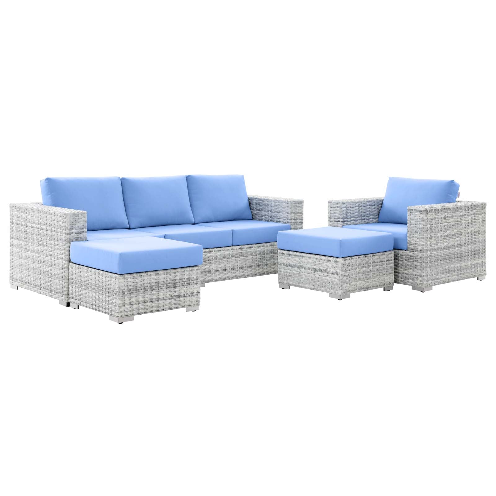 Modway Outdoor Conversation Sets - Convene 4 Piece Outdoor Patio Set Light Gray