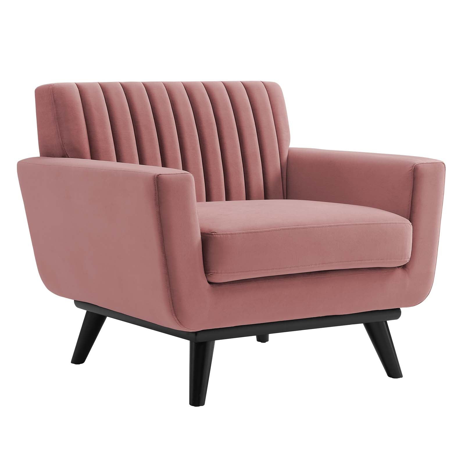 Modway Accent Chairs - Engage Channel Tufted Performance Velvet Armchair Dusty Rose