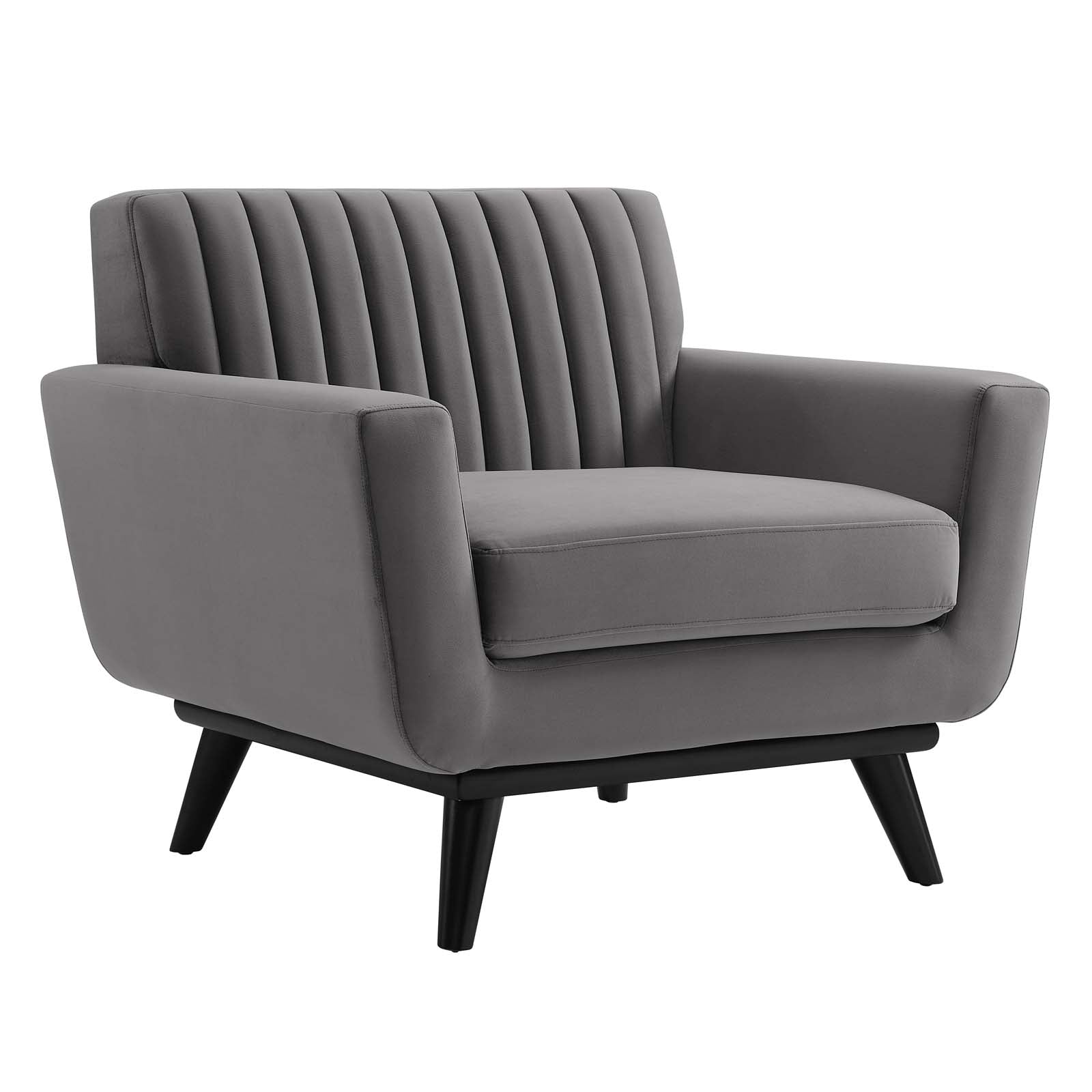 Modway Accent Chairs - Engage Channel Tufted Performance Velvet Armchair Gray