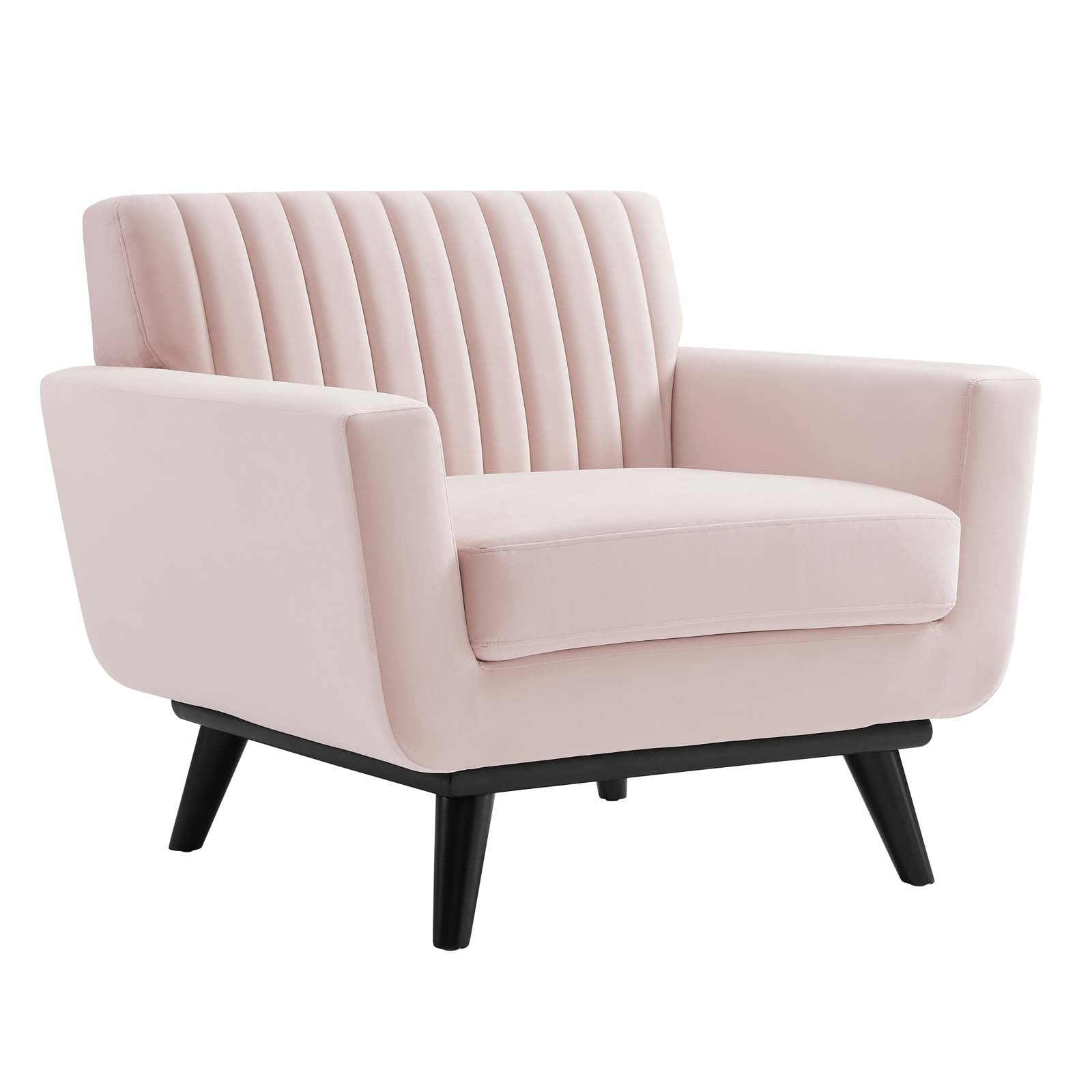 Modway Accent Chairs - Engage Channel Tufted Performance Velvet Armchair Pink