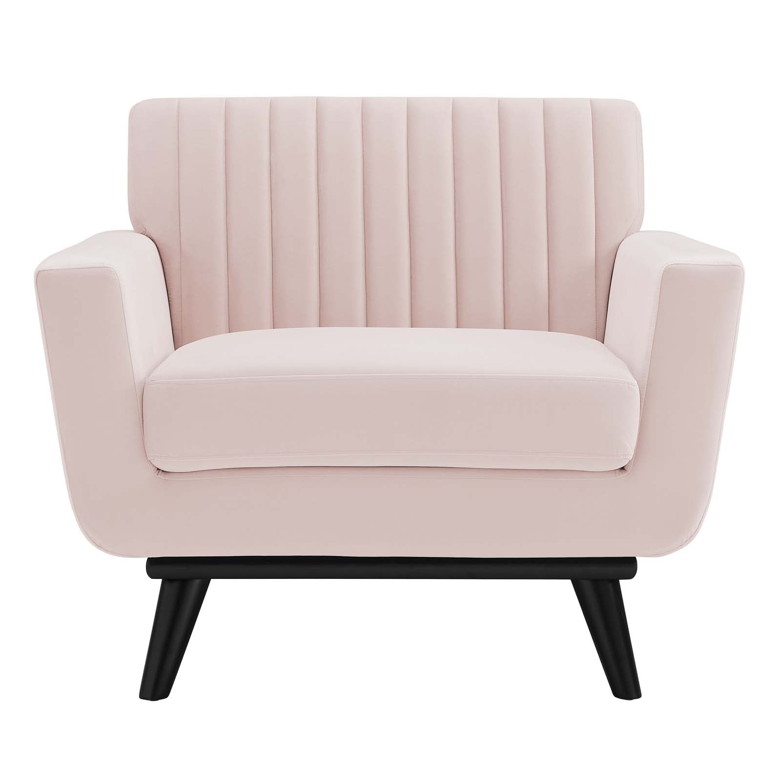Modway Accent Chairs - Engage Channel Tufted Performance Velvet Armchair Pink