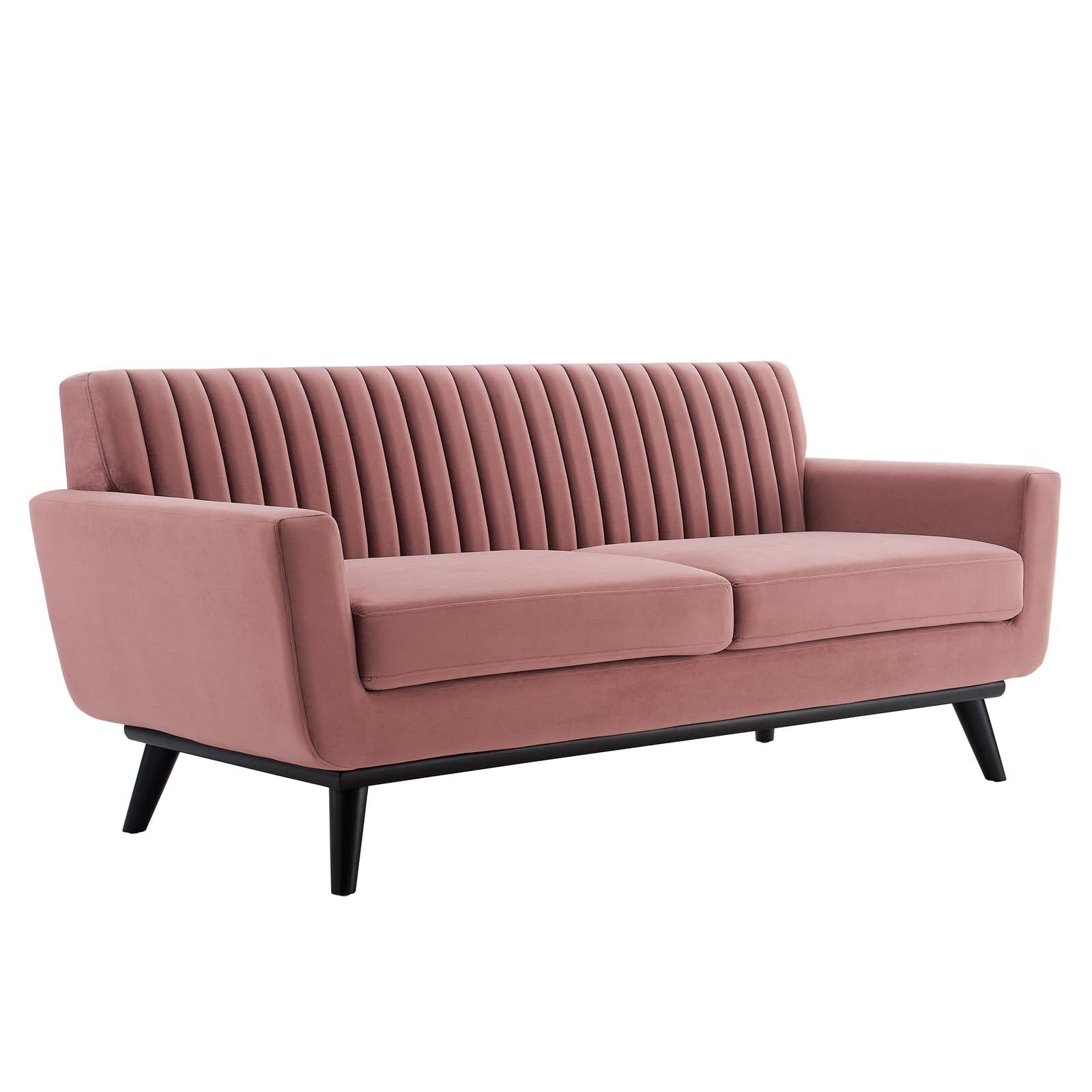 Modway Loveseats - Engage Channel Tufted Performance Velvet Loveseat Dusty Rose