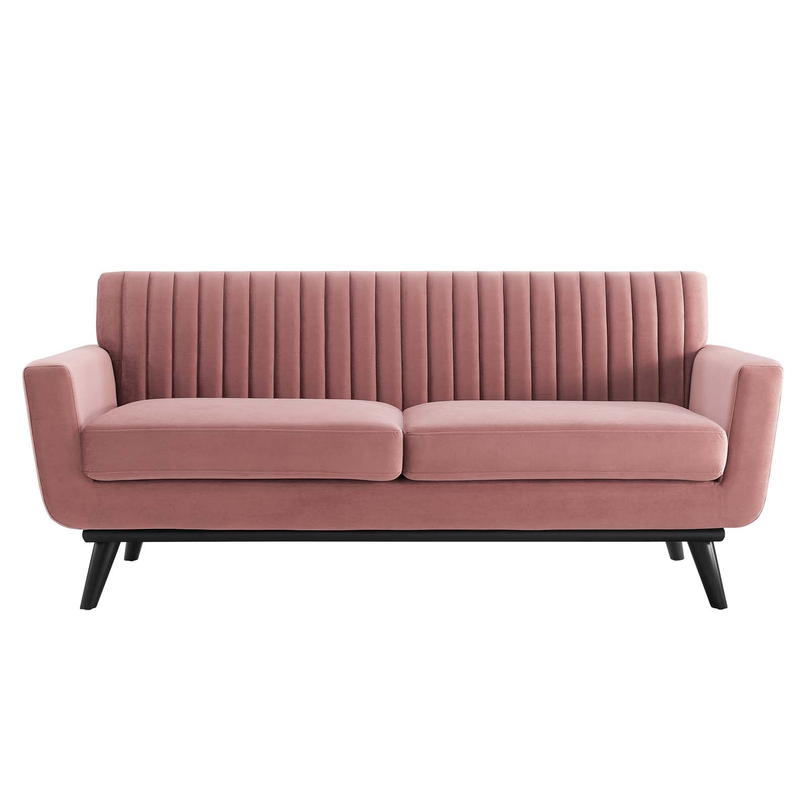 Modway Loveseats - Engage Channel Tufted Performance Velvet Loveseat Dusty Rose