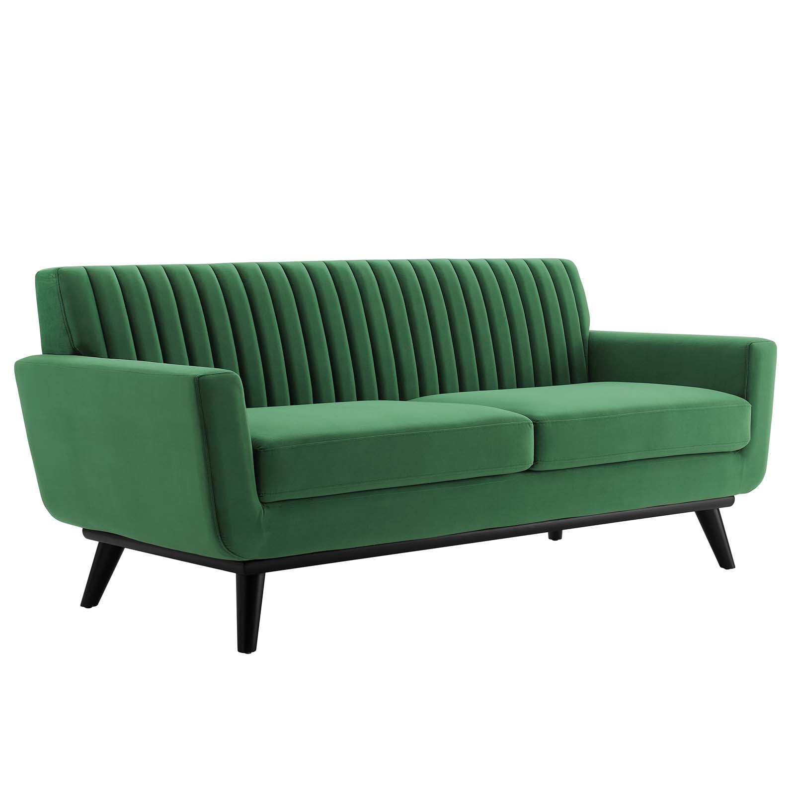 Modway Loveseats - Engage Channel Tufted Performance Velvet Loveseat Emerald