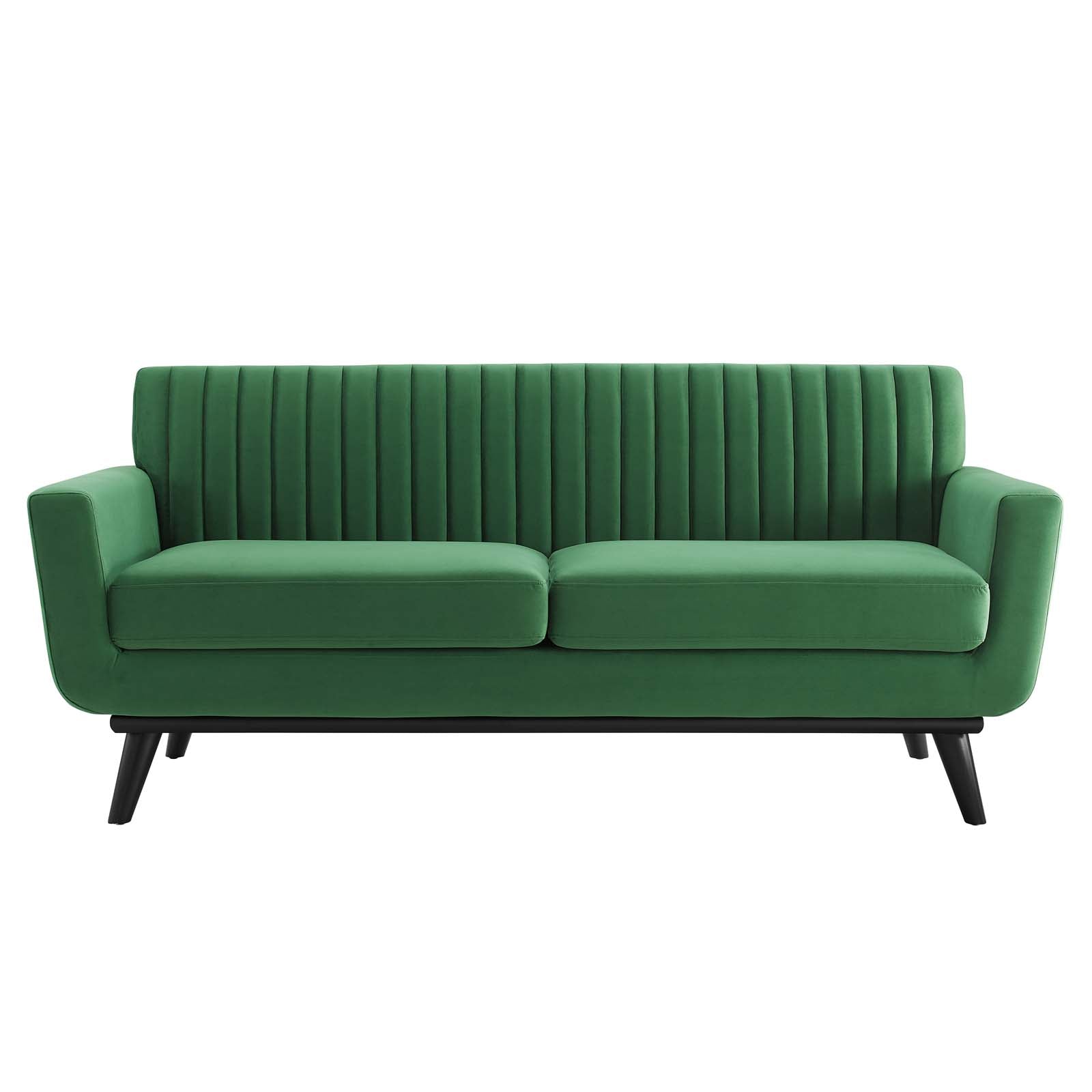 Modway Loveseats - Engage Channel Tufted Performance Velvet Loveseat Emerald