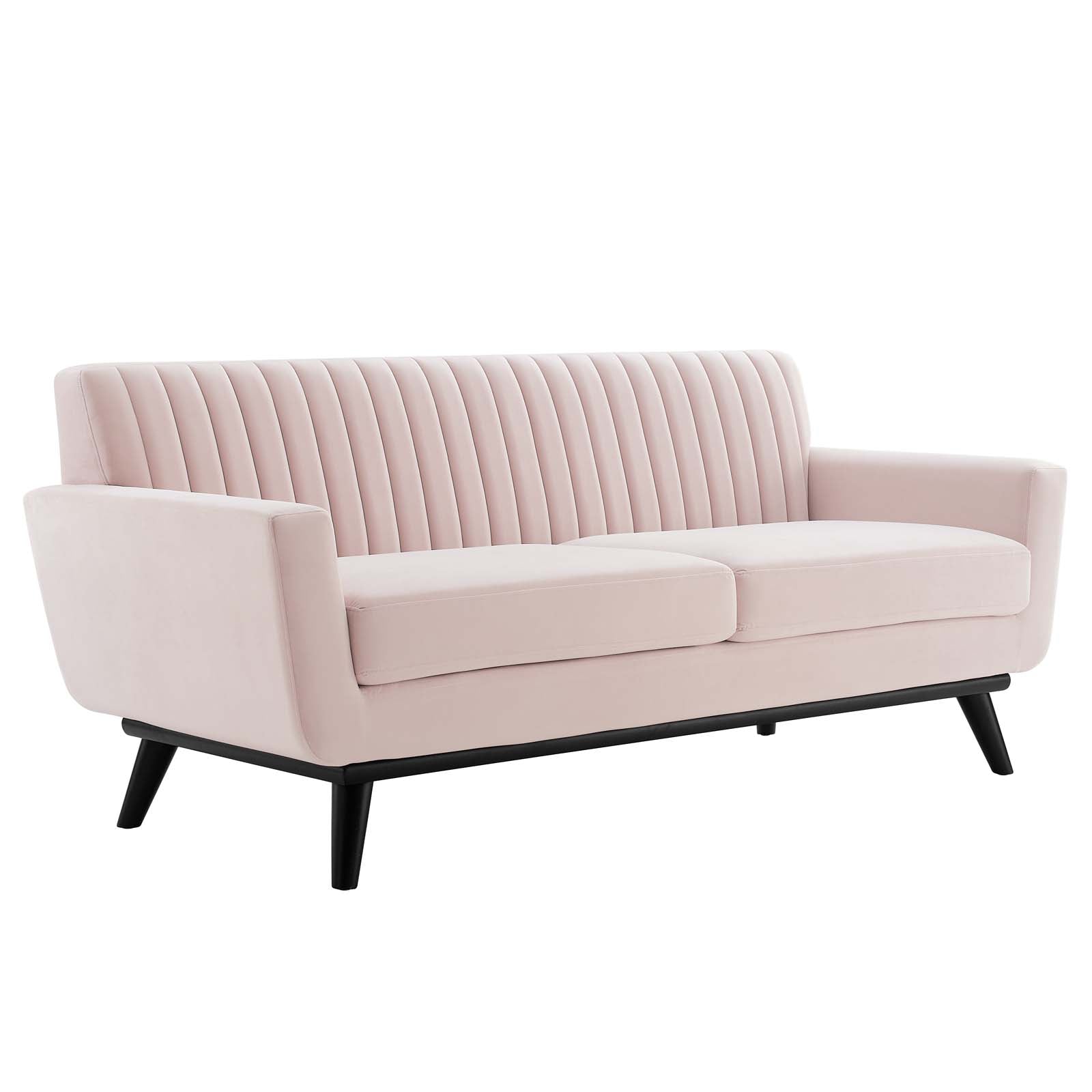 Modway Loveseats - Engage Channel Tufted Performance Velvet Loveseat Pink