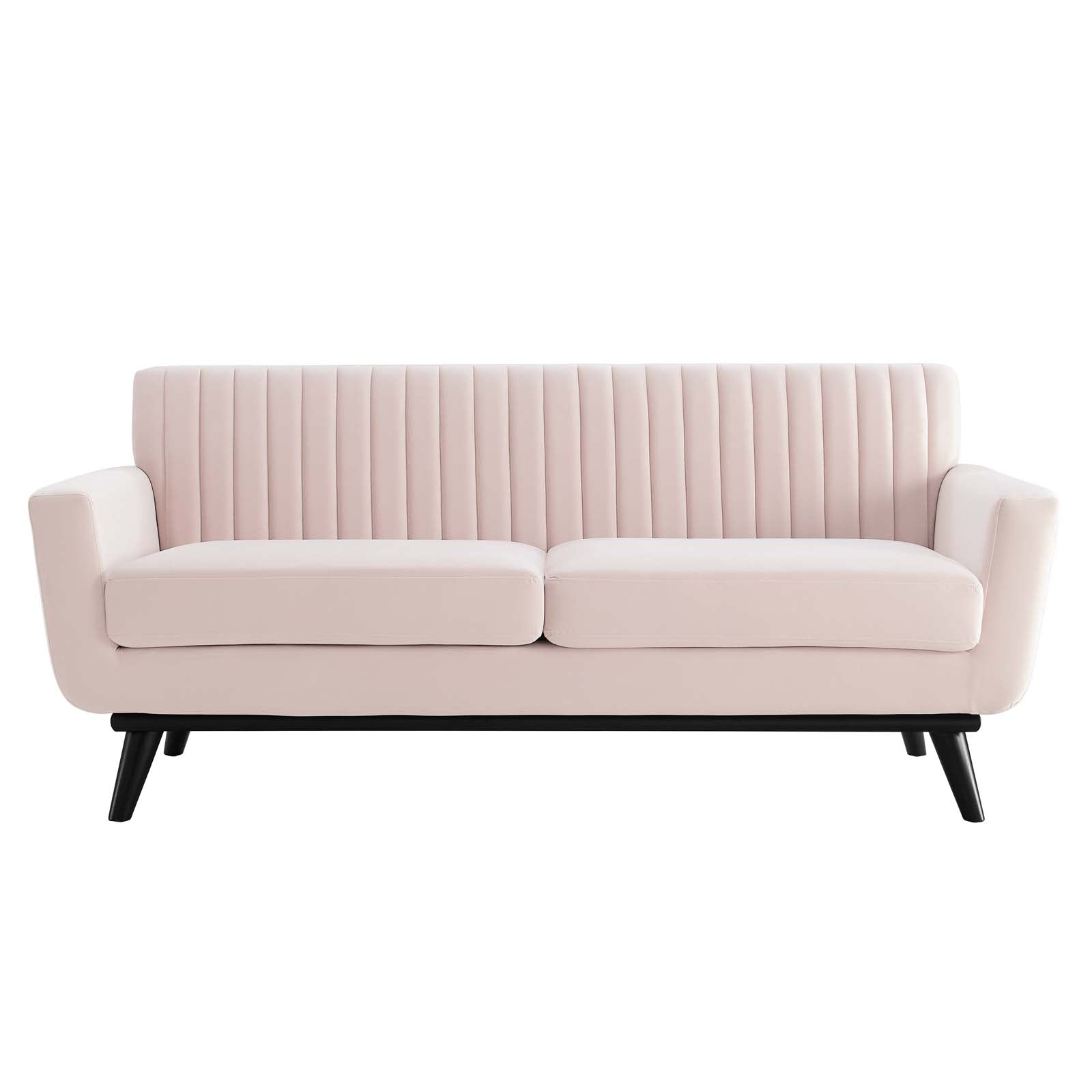 Modway Loveseats - Engage Channel Tufted Performance Velvet Loveseat Pink