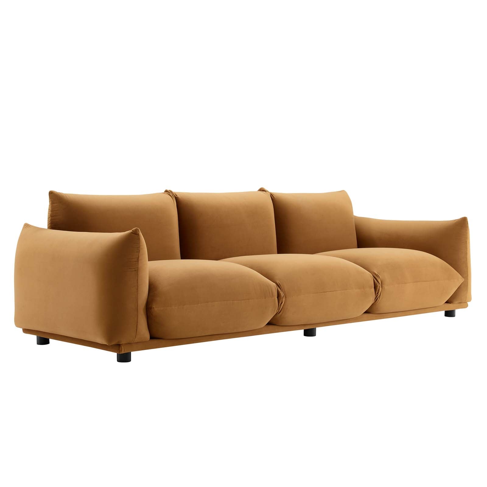 Modway Sofas & Couches - Copious Performance Velvet Sofa Cognac