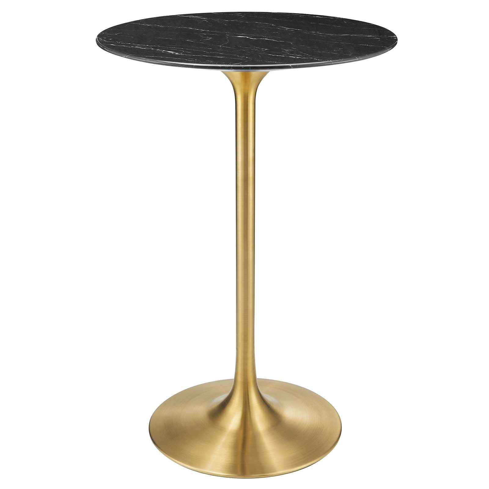 Modway Bar Tables - Lippa-28"-Round-Artificial-Marble-Bar-Table-Gold-Black