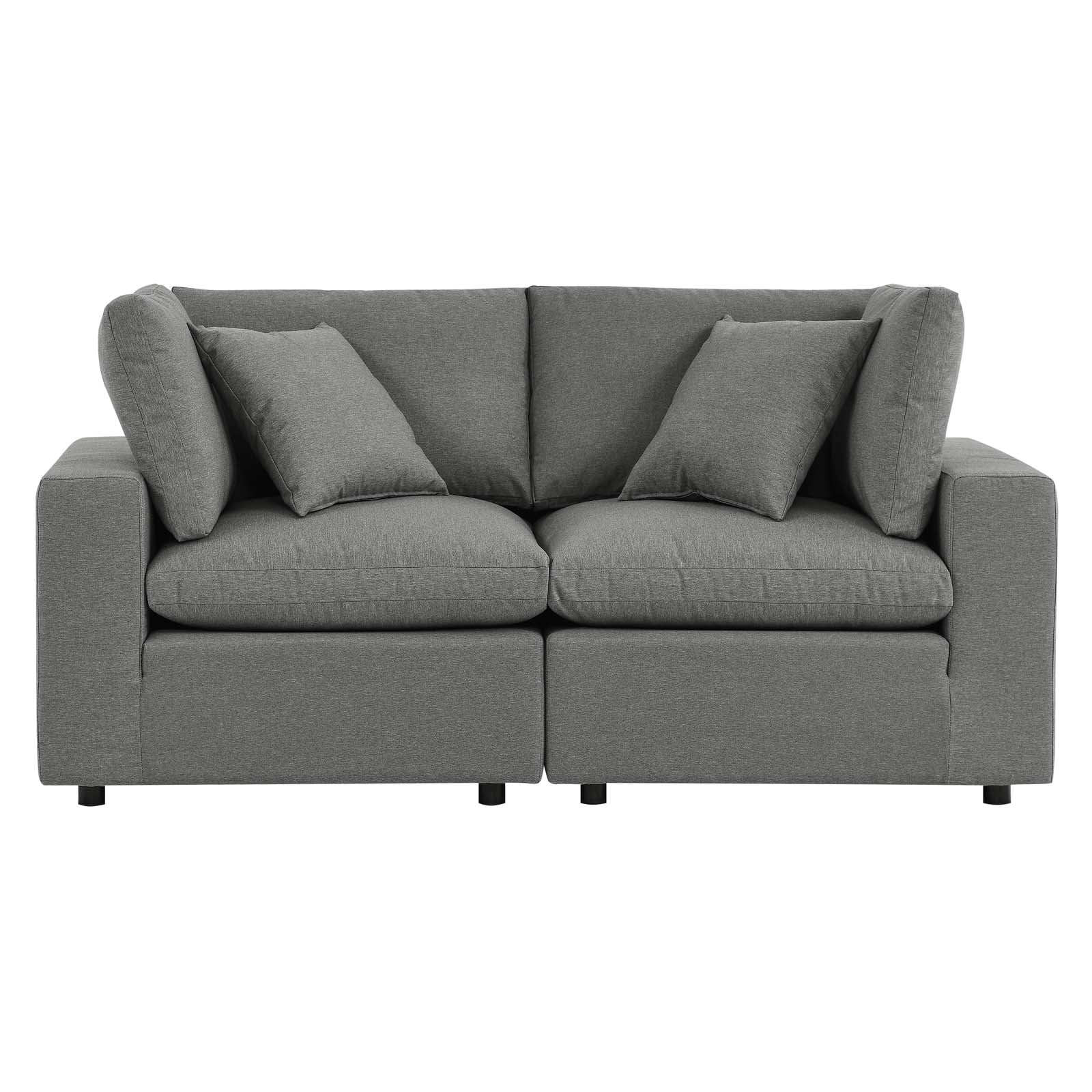 Modway Outdoor Sofas - Commix Overstuffed Outdoor Patio Loveseat Charcoal