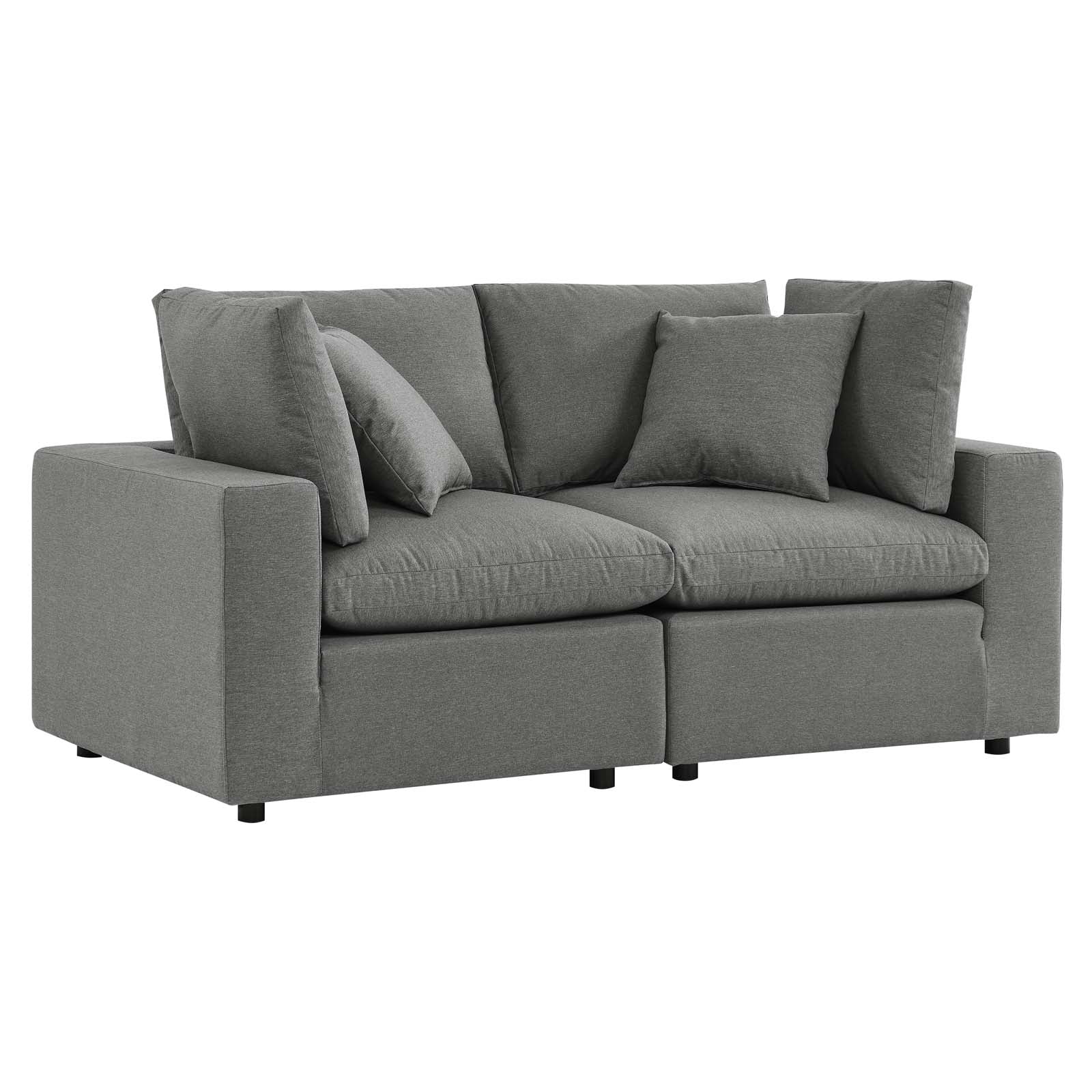 Modway Outdoor Sofas - Commix Overstuffed Outdoor Patio Loveseat Charcoal