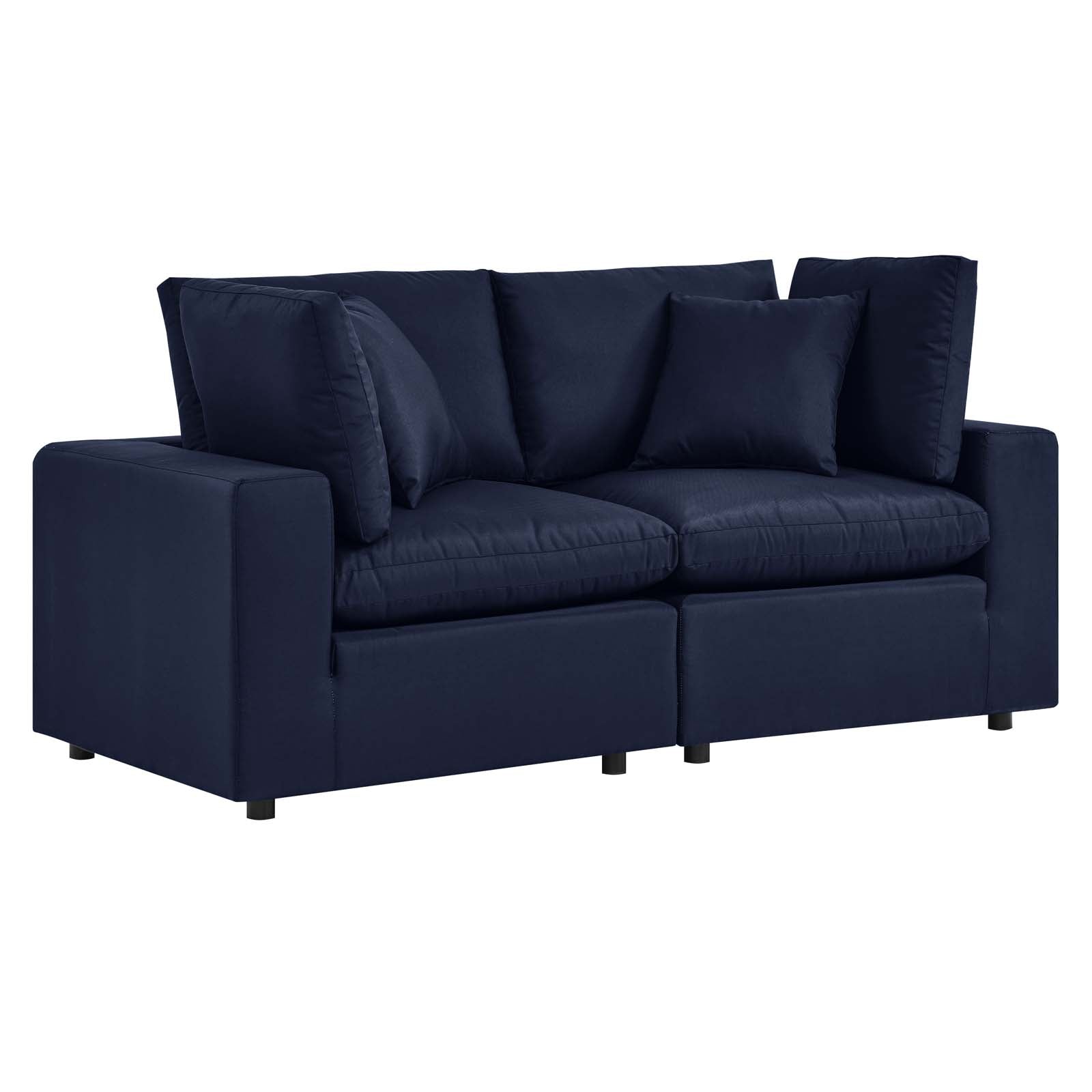 Modway Outdoor Sofas - Commix Overstuffed Outdoor Patio Loveseat Navy