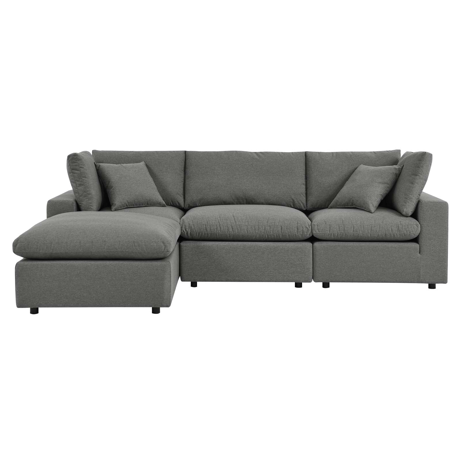 Modway Outdoor Sofas - Commix 4-Piece Outdoor Patio Sectional Sofa Charcoal