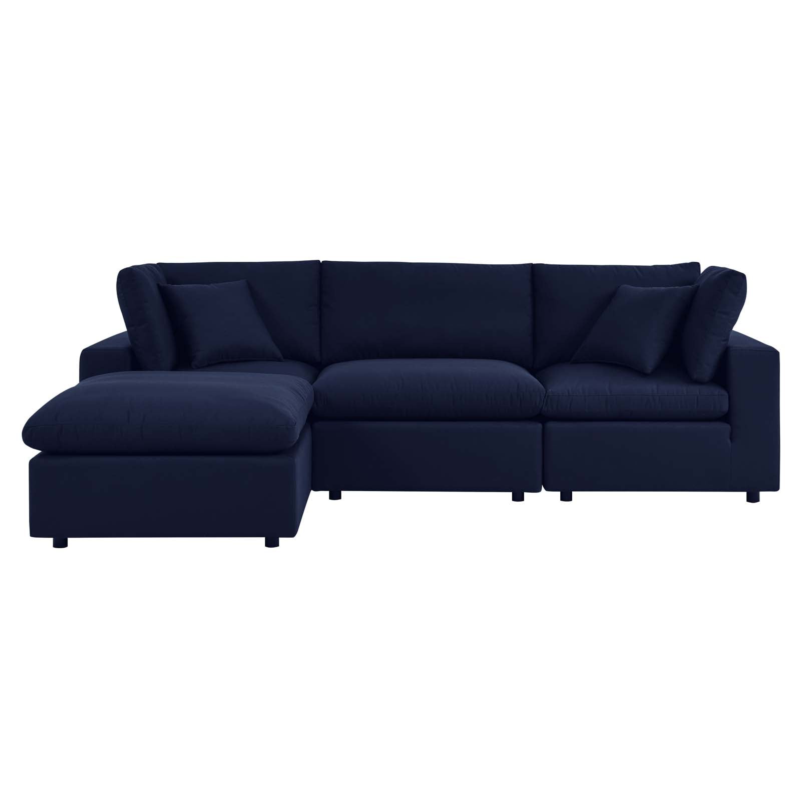 Modway Outdoor Conversation Sets - Commix 4-Piece Sunbrella Outdoor Patio 108 " W Sectional Sofa Navy
