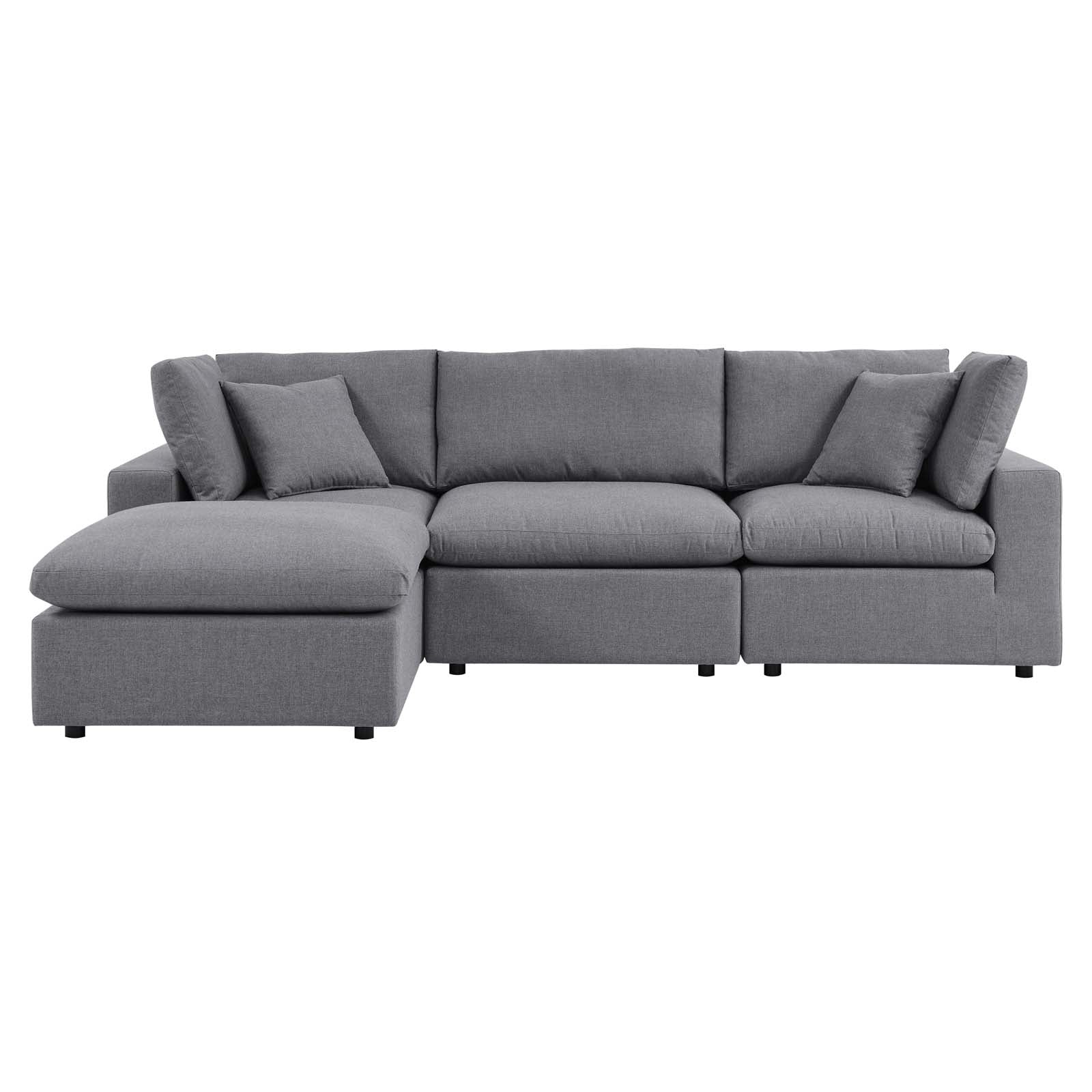 Modway Outdoor Sofas - Commix 108" 4-Piece Sunbrella Outdoor Patio Sectional Sofa Gray