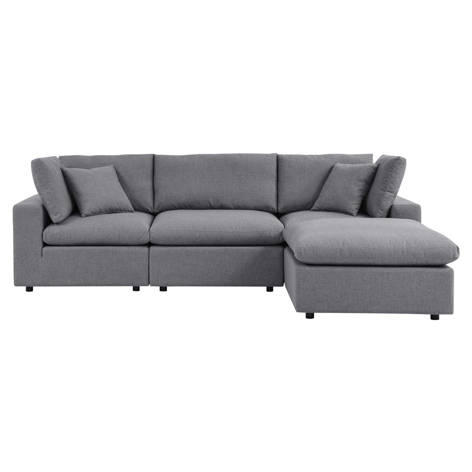 Modway Outdoor Sofas - Commix 108" 4-Piece Sunbrella Outdoor Patio Sectional Sofa Gray
