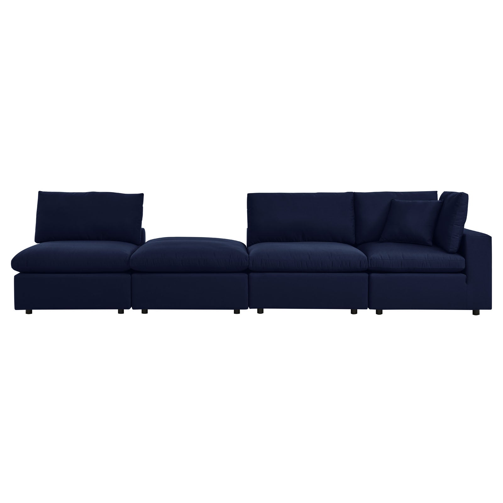 Modway Outdoor Conversation Sets - Commix 4-Piece Sunbrella Outdoor Patio Sectional Sofa Navy