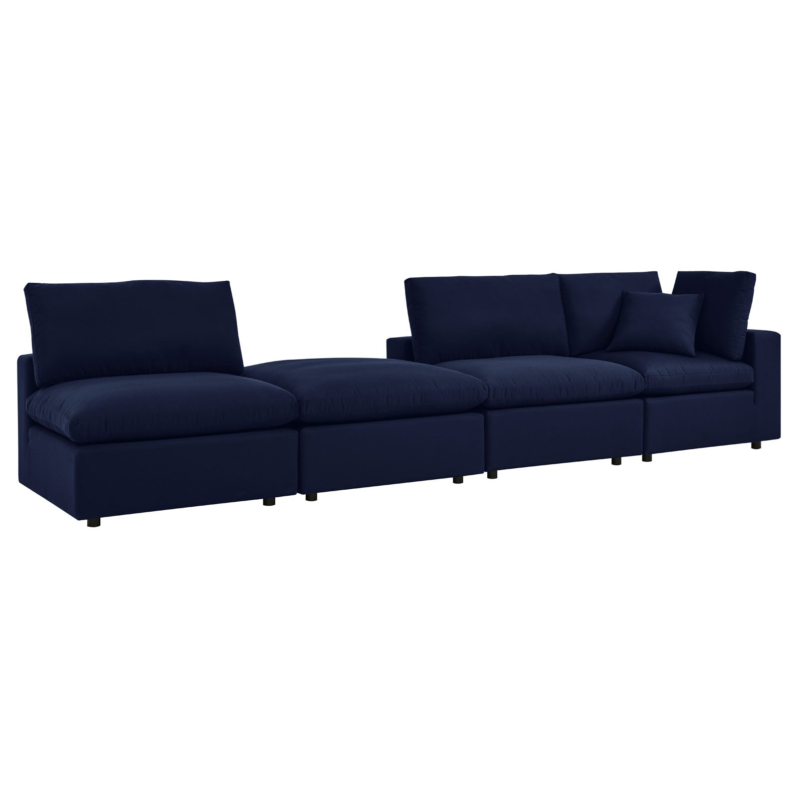 Modway Outdoor Conversation Sets - Commix 4-Piece Sunbrella Outdoor Patio Sectional Sofa Navy