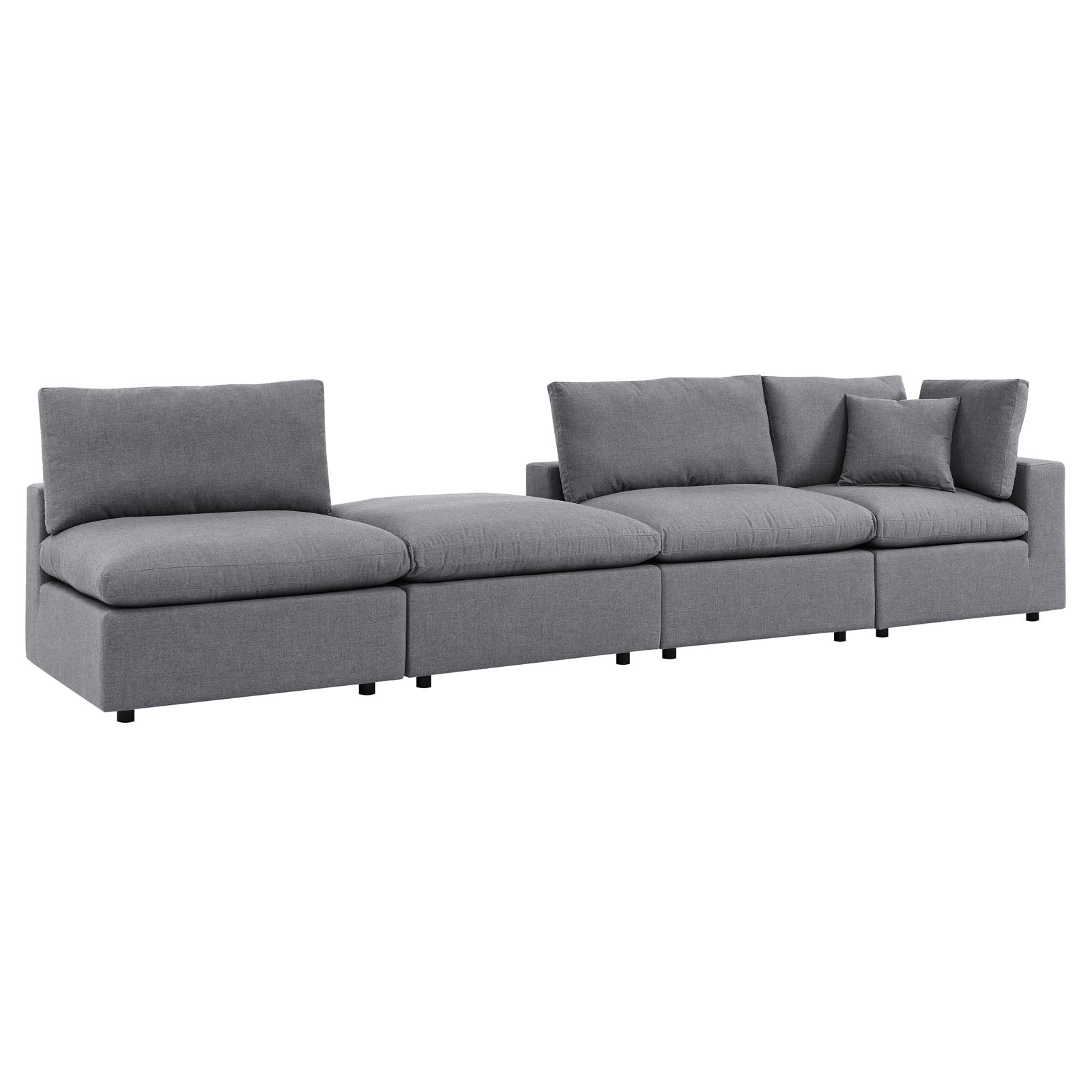 Modway Outdoor Sofas - Commix 4-Piece Sunbrella Outdoor Patio Sectional Sofa Gray
