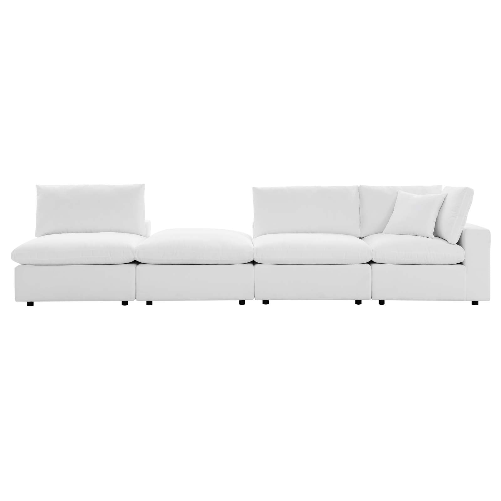 Modway Outdoor Sofas - Commix 4-Piece Sunbrella Outdoor Patio Sectional Sofa White