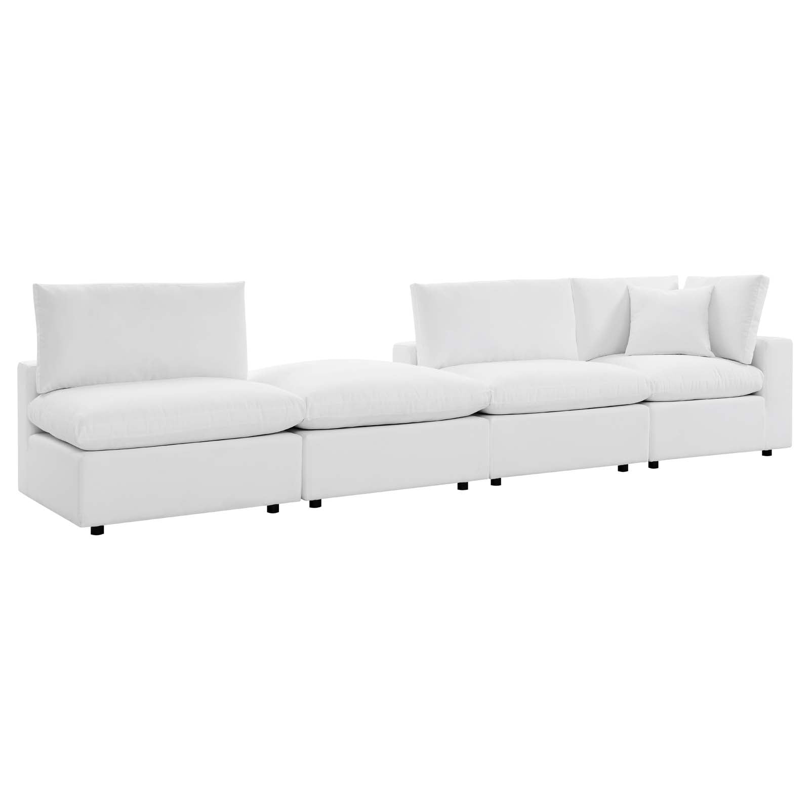 Modway Outdoor Sofas - Commix 4-Piece Sunbrella Outdoor Patio Sectional Sofa White
