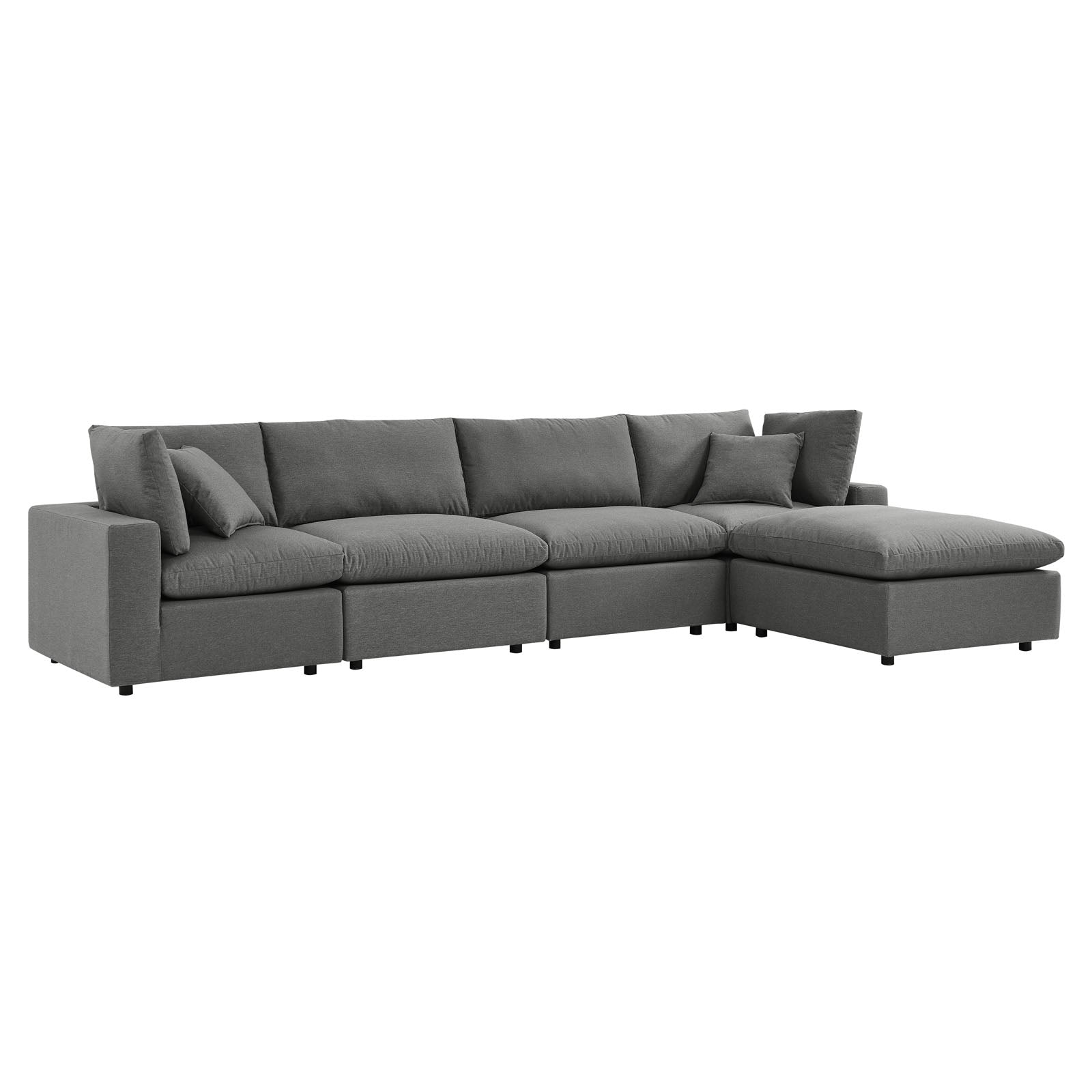 Modway Outdoor Sofas - Commix 5-Piece Outdoor Sectional Sofa Charcoal