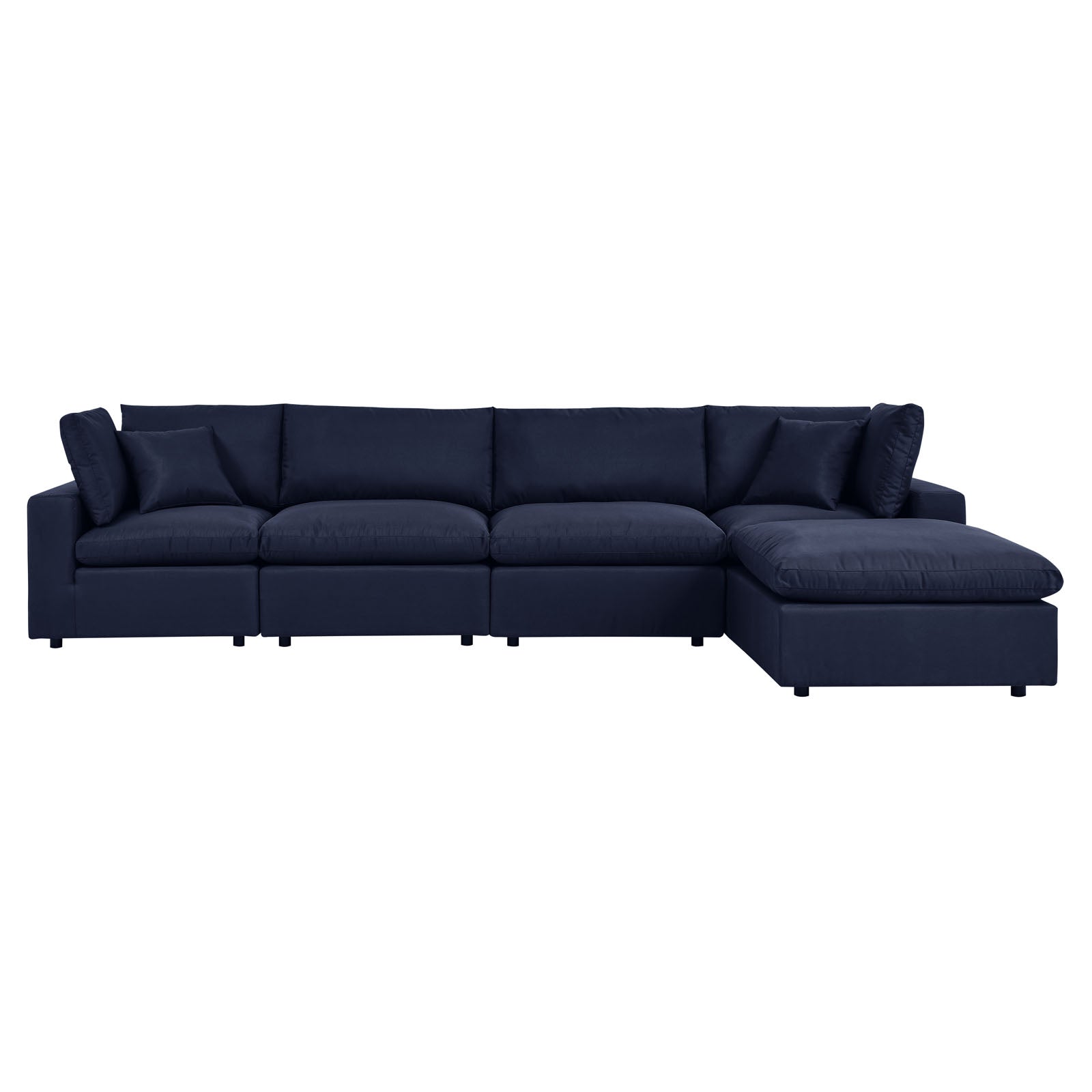 Modway Outdoor Sofas - Commix 5-Piece Outdoor 144 W Patio Sectional Sofa Navy