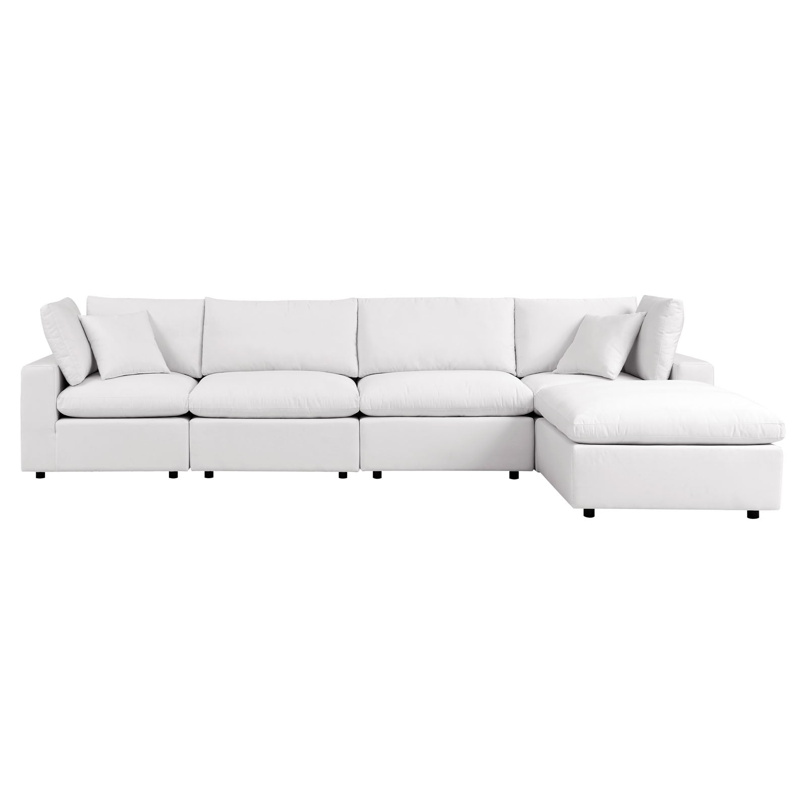 Modway Outdoor Sofas - Commix 5 Piece Outdoor Fabric Sectional Sofa White