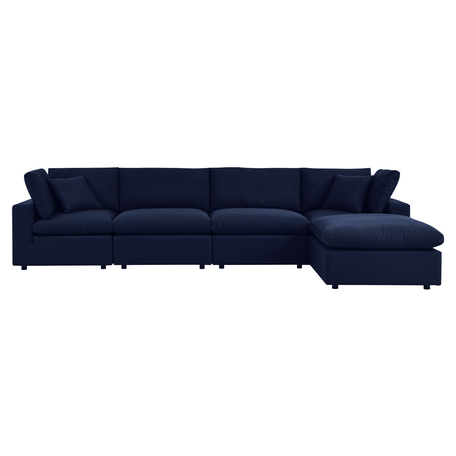 Modway Outdoor Conversation Sets - Commix 5-Piece Sunbrella Outdoor Sectional Sofa Navy
