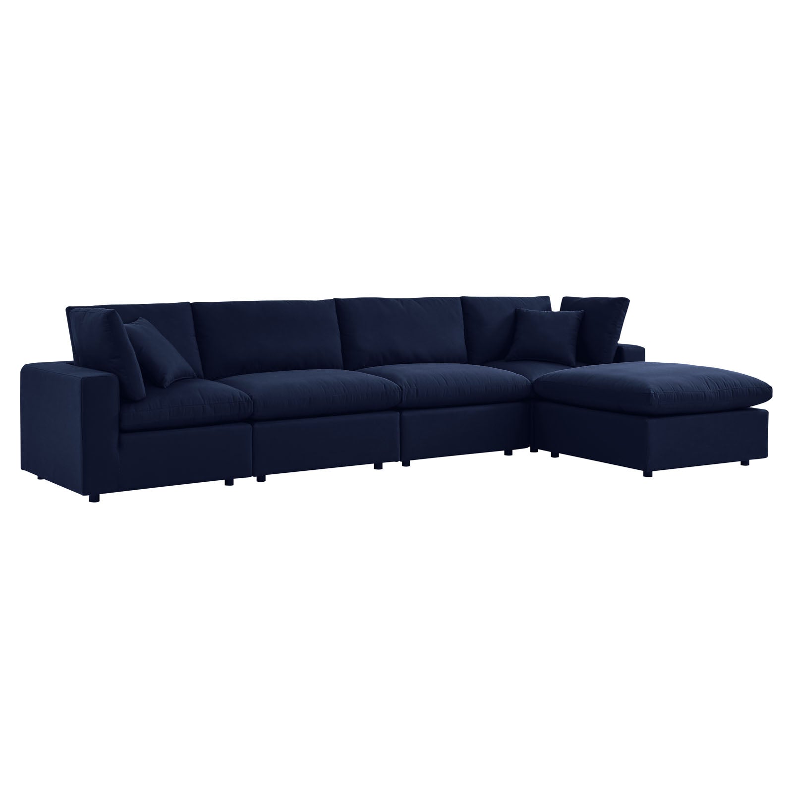 Modway Outdoor Conversation Sets - Commix 5-Piece Sunbrella Outdoor Sectional Sofa Navy