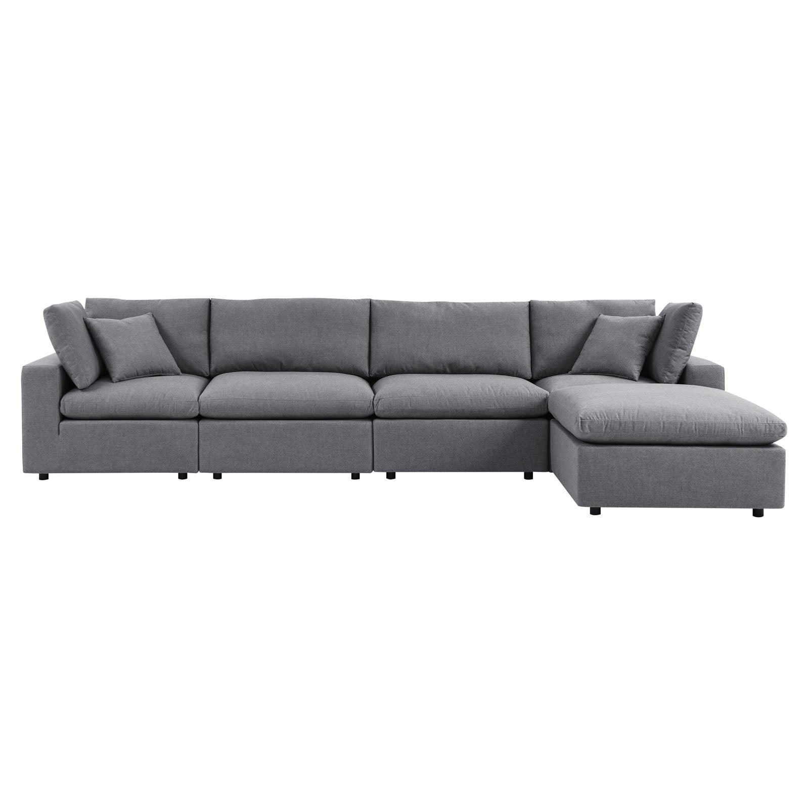 Modway Outdoor Sofas - Commix 145" 5-Piece Sunbrella Outdoor Patio Sectional Sofa Gray