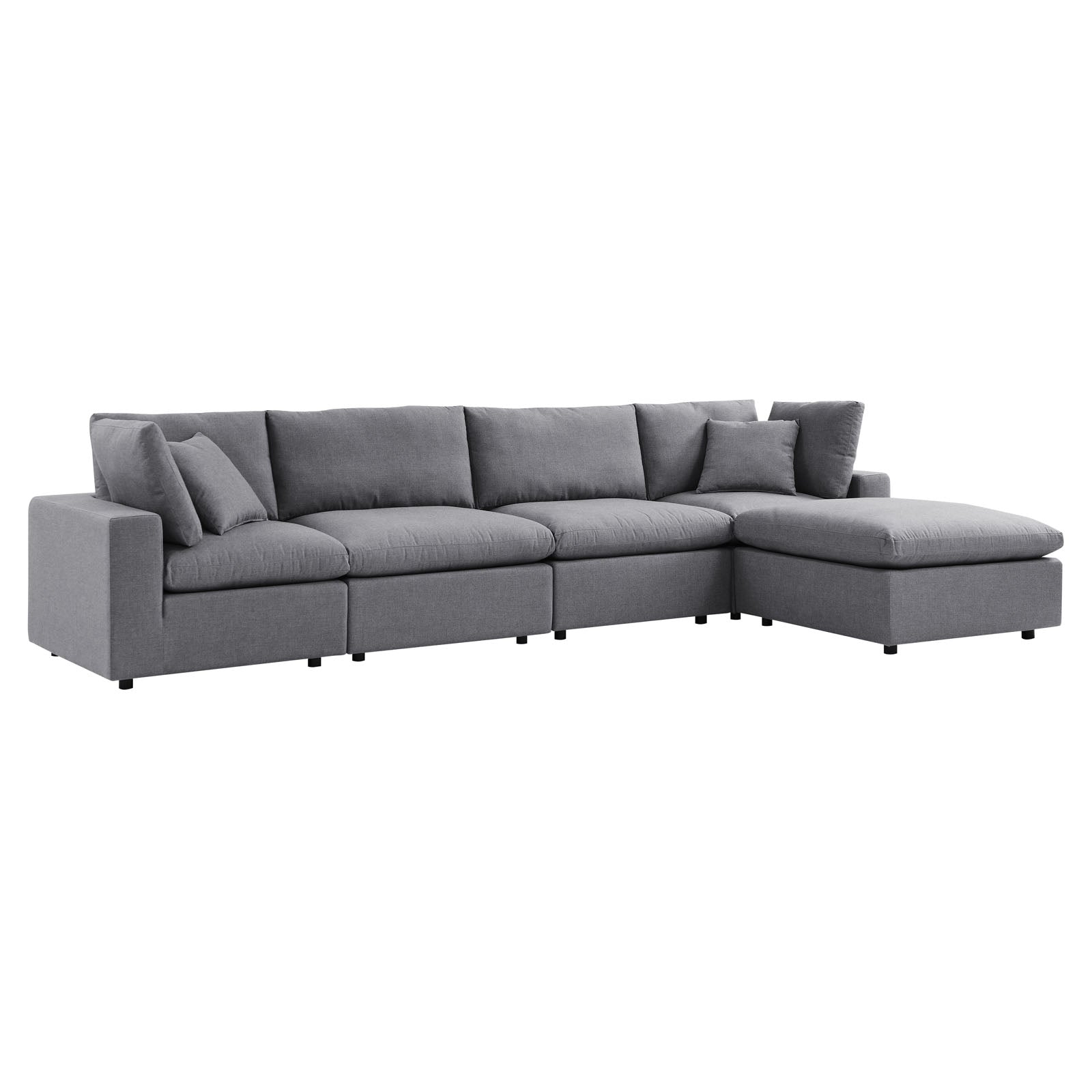 Modway Outdoor Sofas - Commix 145" 5-Piece Sunbrella Outdoor Patio Sectional Sofa Gray