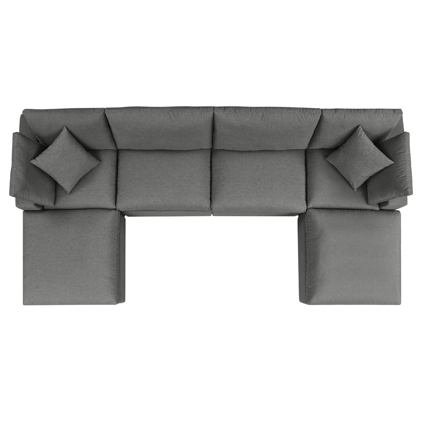 Modway Outdoor Sofas - Commix 6-Piece Outdoor Patio Sectional Sofa Charcoal