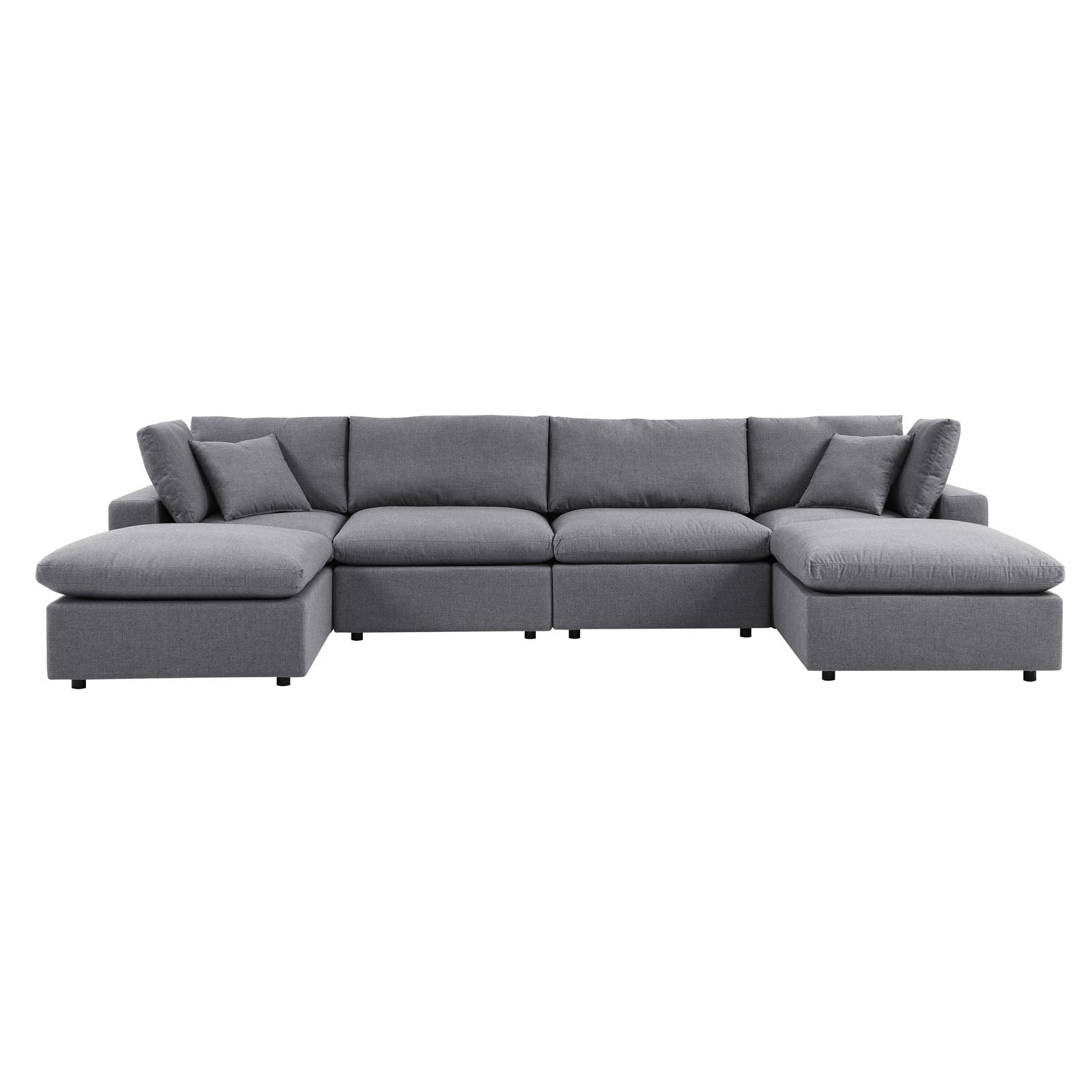 Modway Outdoor Sofas - Commix 181" 6-Piece Sunbrella Outdoor Patio Sectional Sofa Gray