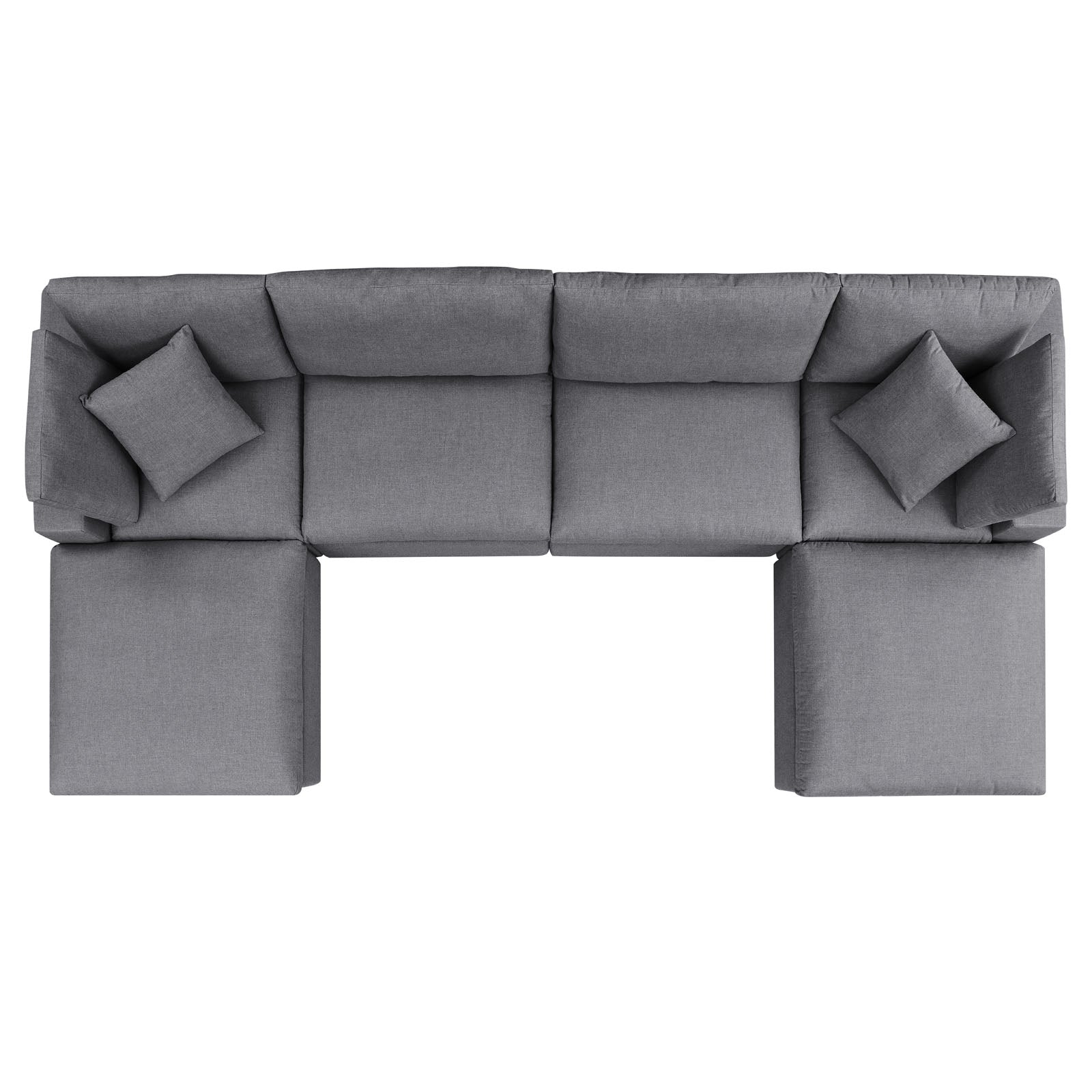 Modway Outdoor Sofas - Commix 181" 6-Piece Sunbrella Outdoor Patio Sectional Sofa Gray