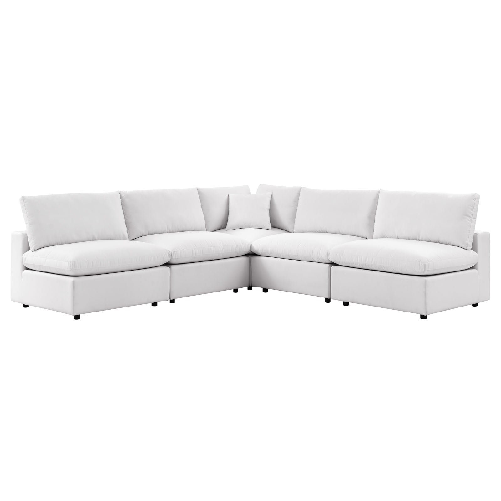 Modway Outdoor Sofas - Commix 5-Piece Outdoor Sectional Sofa White
