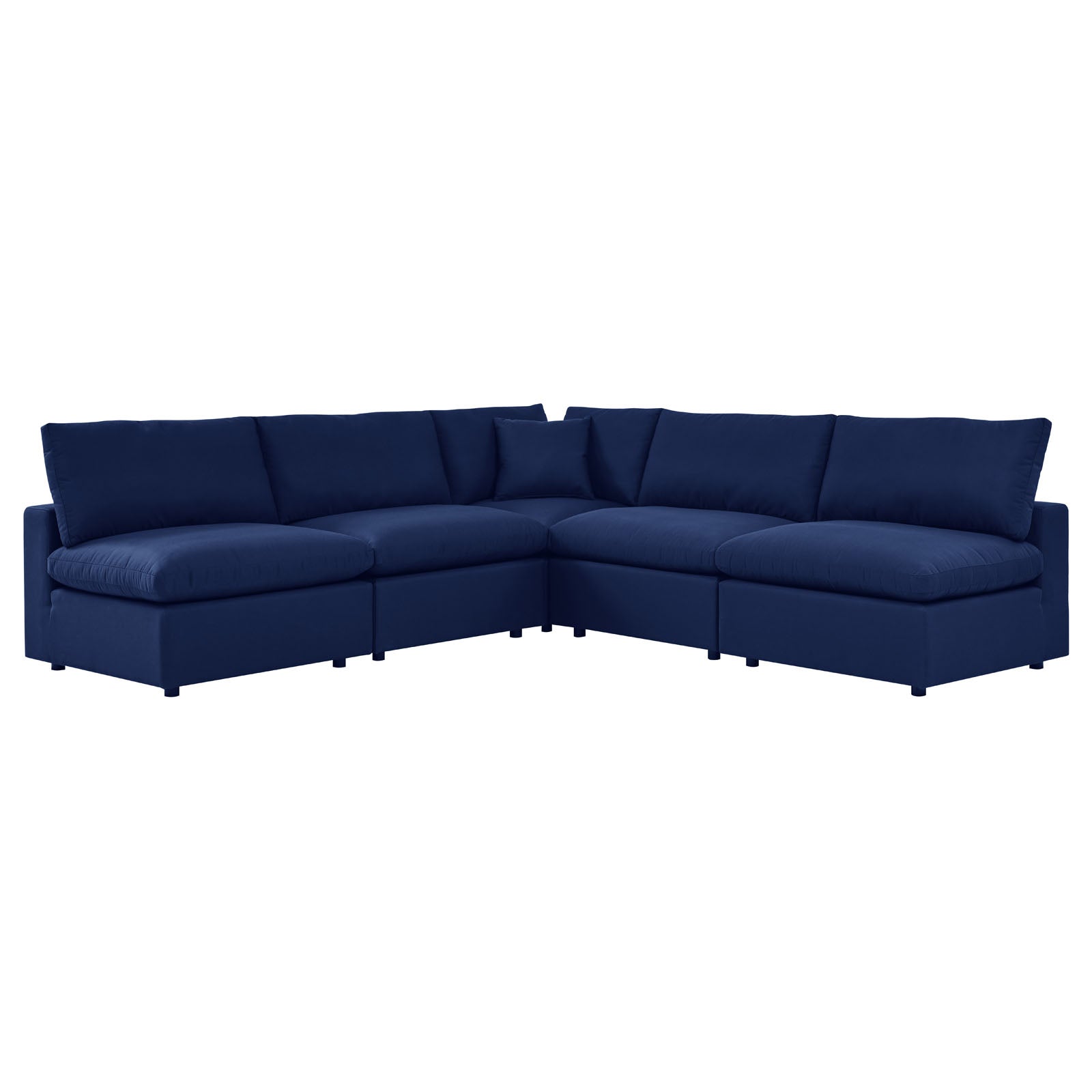 Modway Outdoor Sofas - Commix 108" 5-Piece Sunbrella Outdoor Patio Sectional Sofa Navy