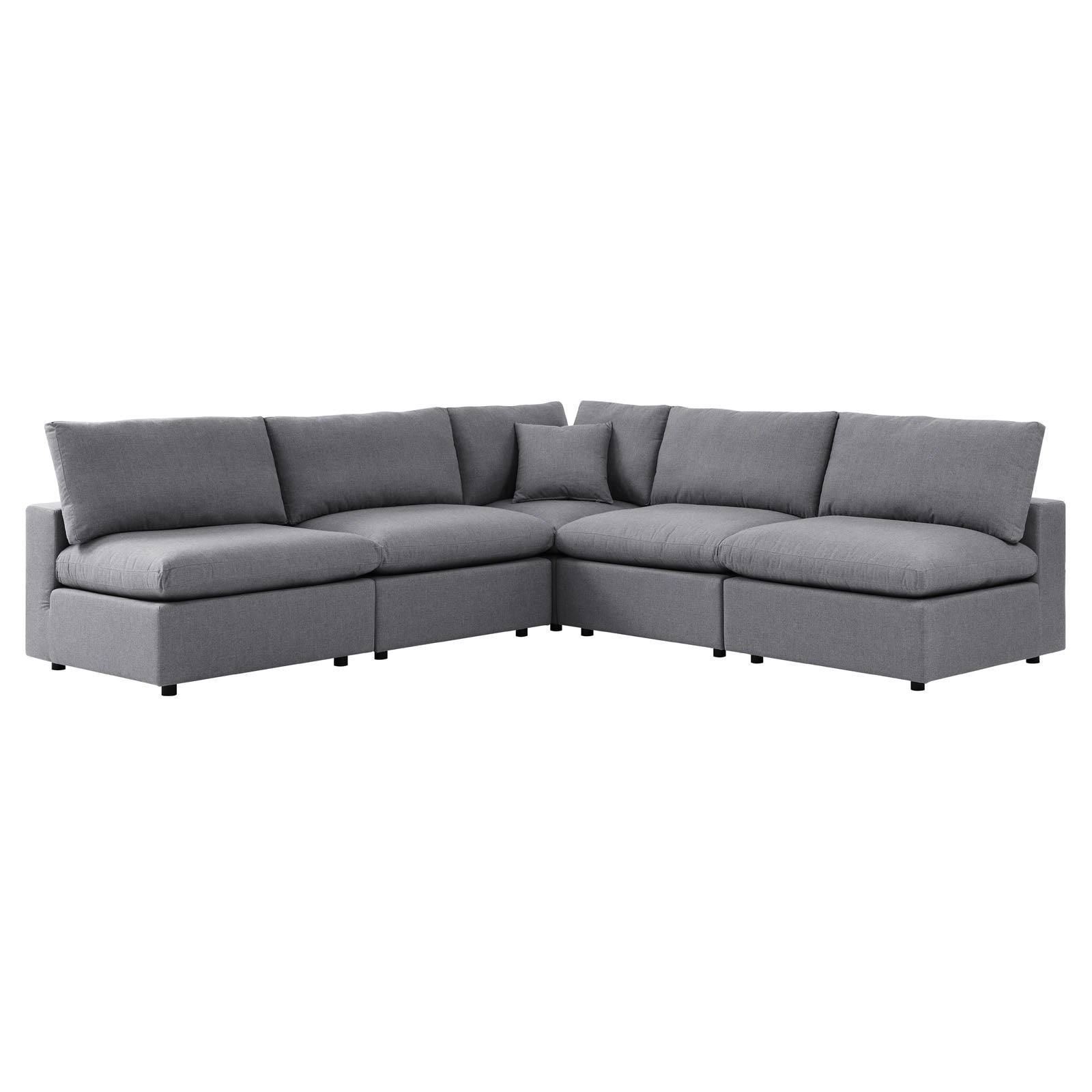 Modway Outdoor Sofas - Commix 108" 5-Piece Sunbrella Outdoor Patio Sectional Sofa Gray