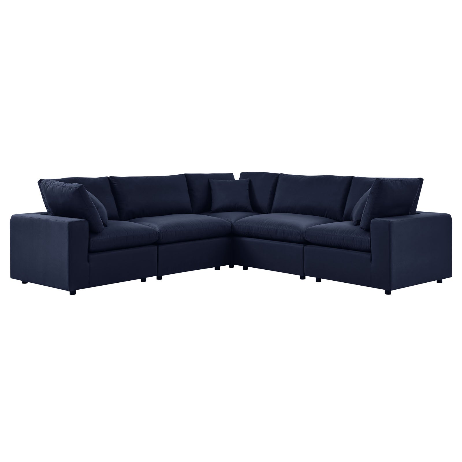 Modway Outdoor Sofas - Commix 5-Piece Outdoor Patio Sectional Sofa Navy