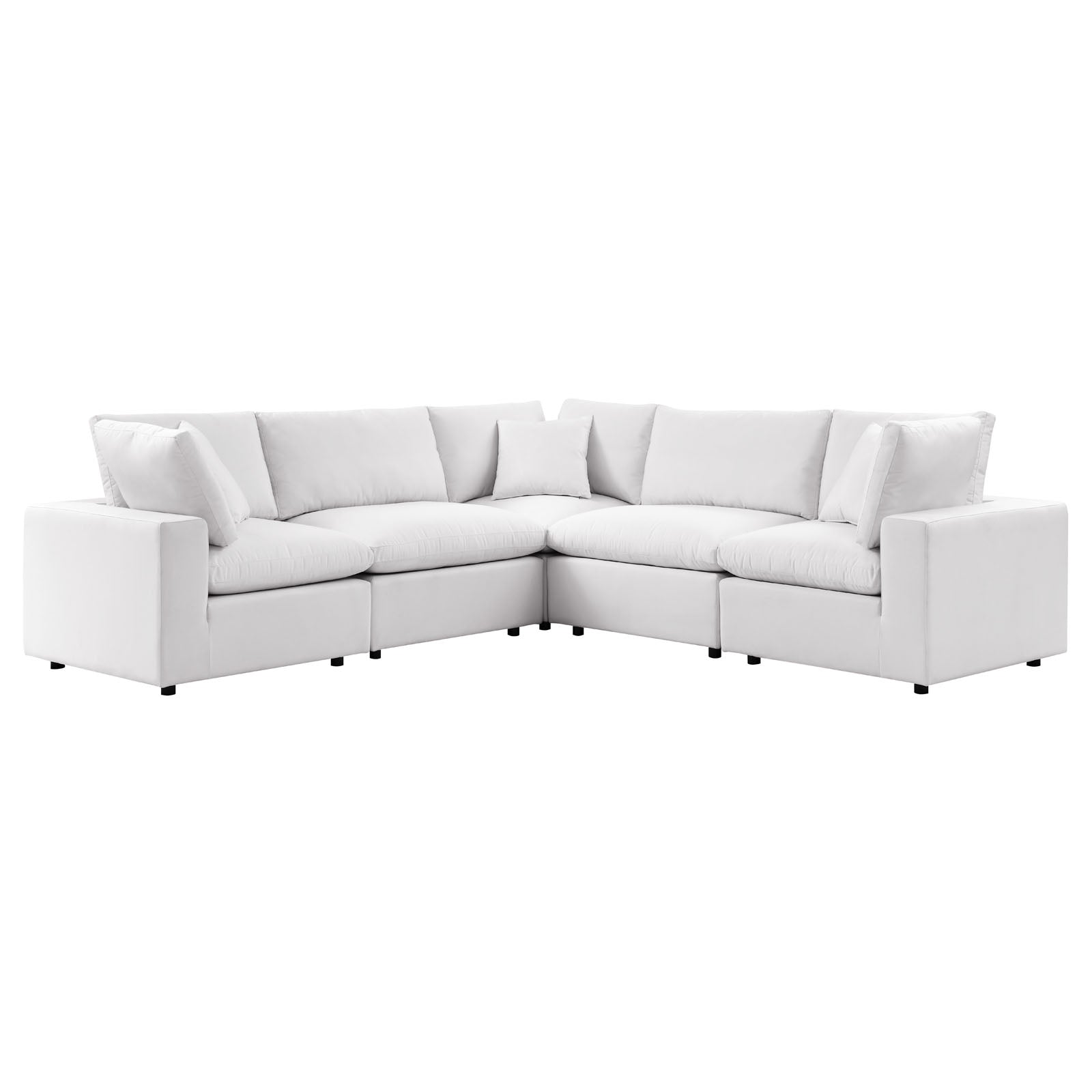 Modway Outdoor Sofas - Commix 5-Piece Outdoor Patio Sectional Sofa White