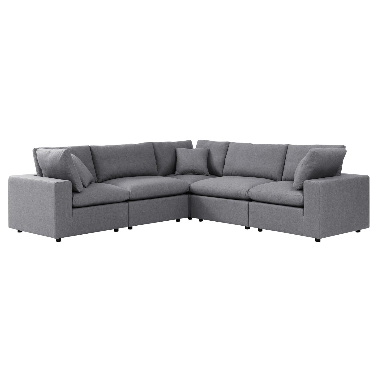 Modway Outdoor Sofas - Commix 5-Piece Sunbrella Outdoor Patio Sectional Sofa Gray