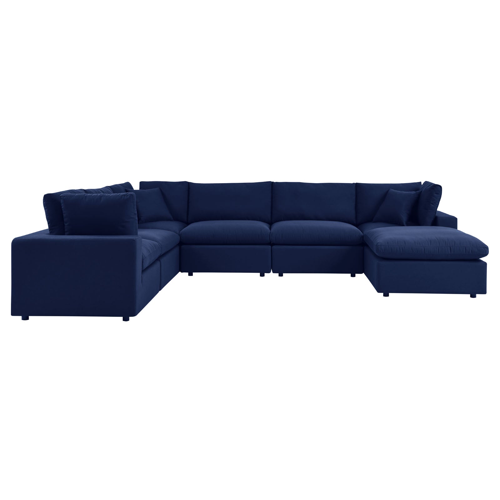 Modway Outdoor Conversation Sets - Commix 7-Piece Sunbrella Outdoor Patio Sectional Sofa Navy
